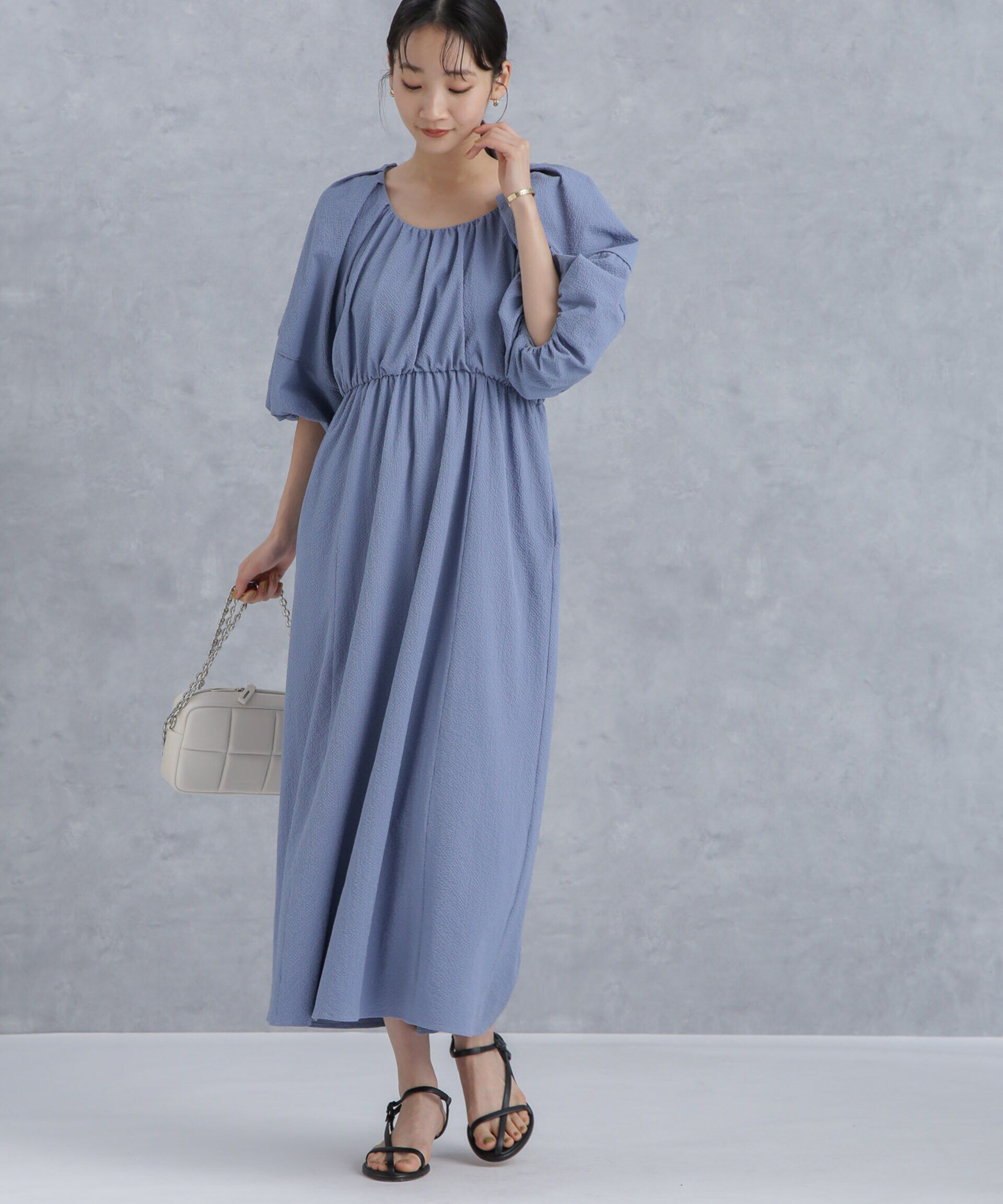 nano･universe「マイクロサッカーボリュームスリーブワンピース」|ワンピース|