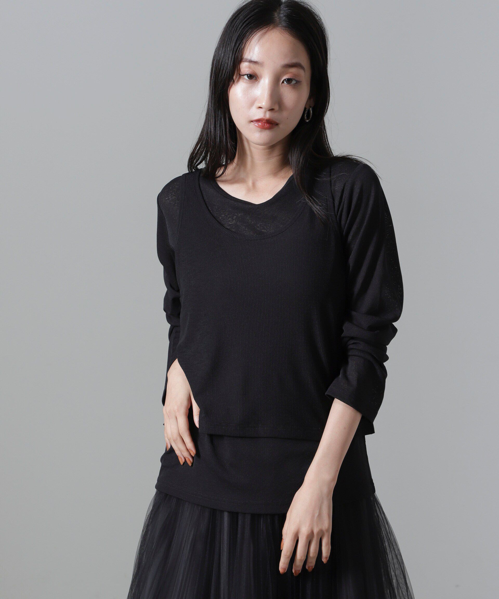 nano･universe「シアーレイヤードアンサンブルカットトップス」|Tシャツ・カットソー|