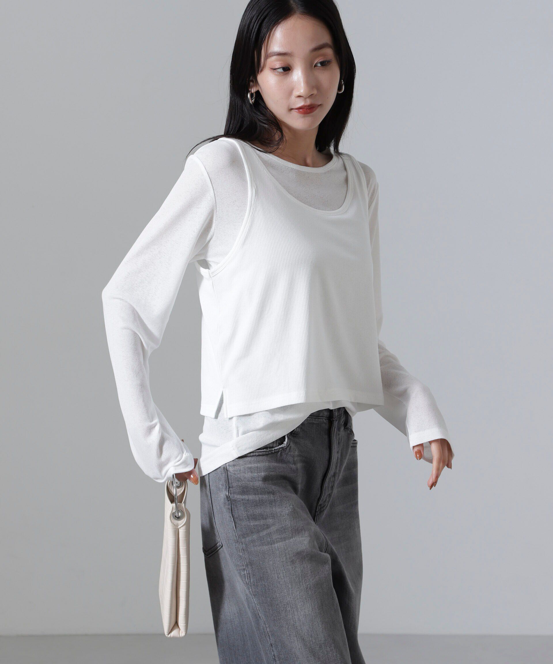 nano･universe「シアーレイヤードアンサンブルカットトップス」|Tシャツ・カットソー|