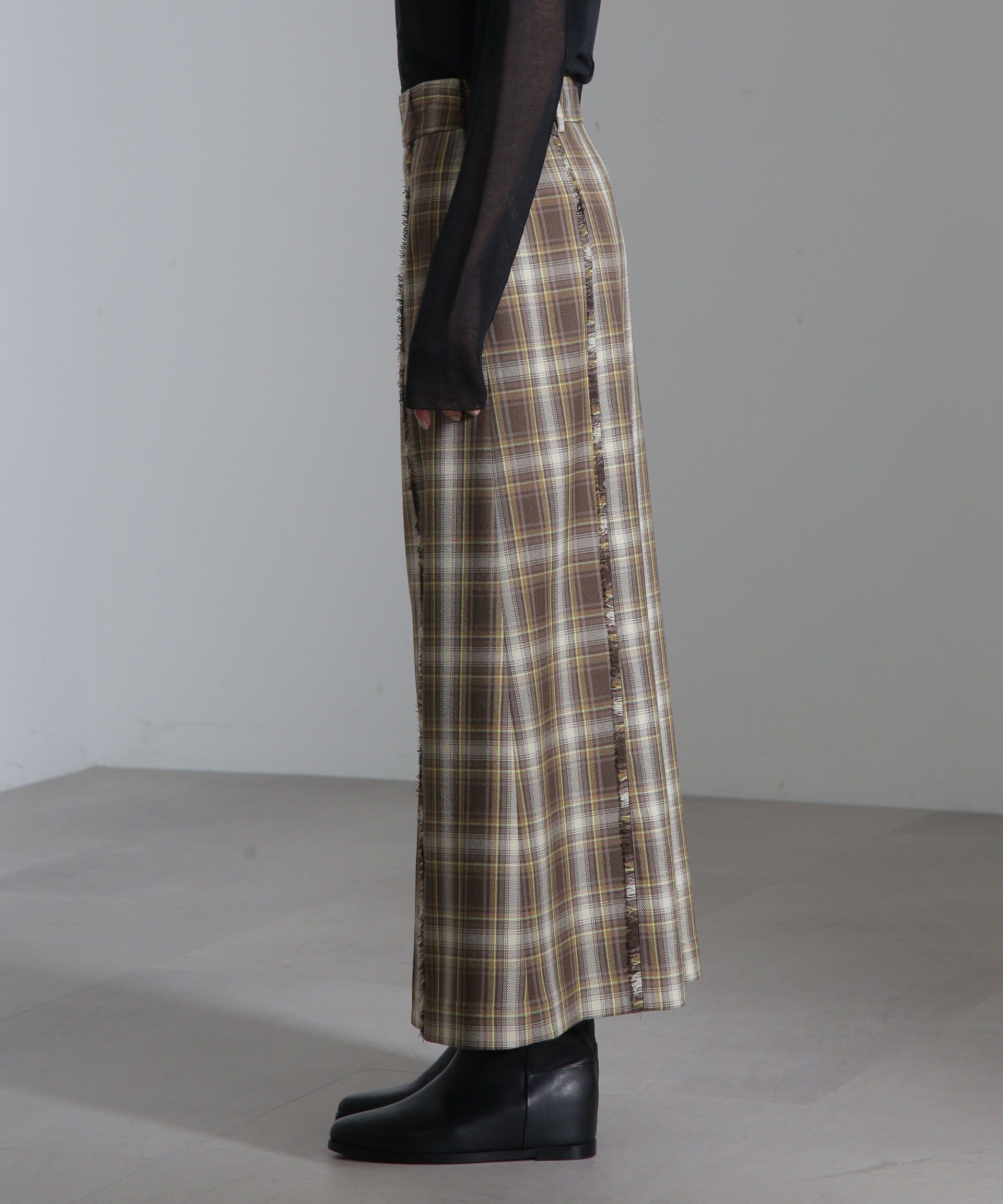 nano･universe「チェックスリットロングスカート」|スカート|