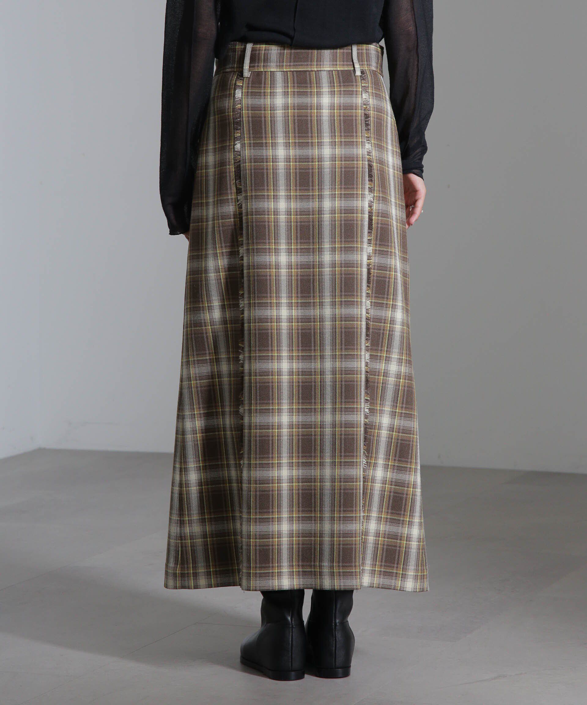 nano･universe「チェックスリットロングスカート」|スカート|