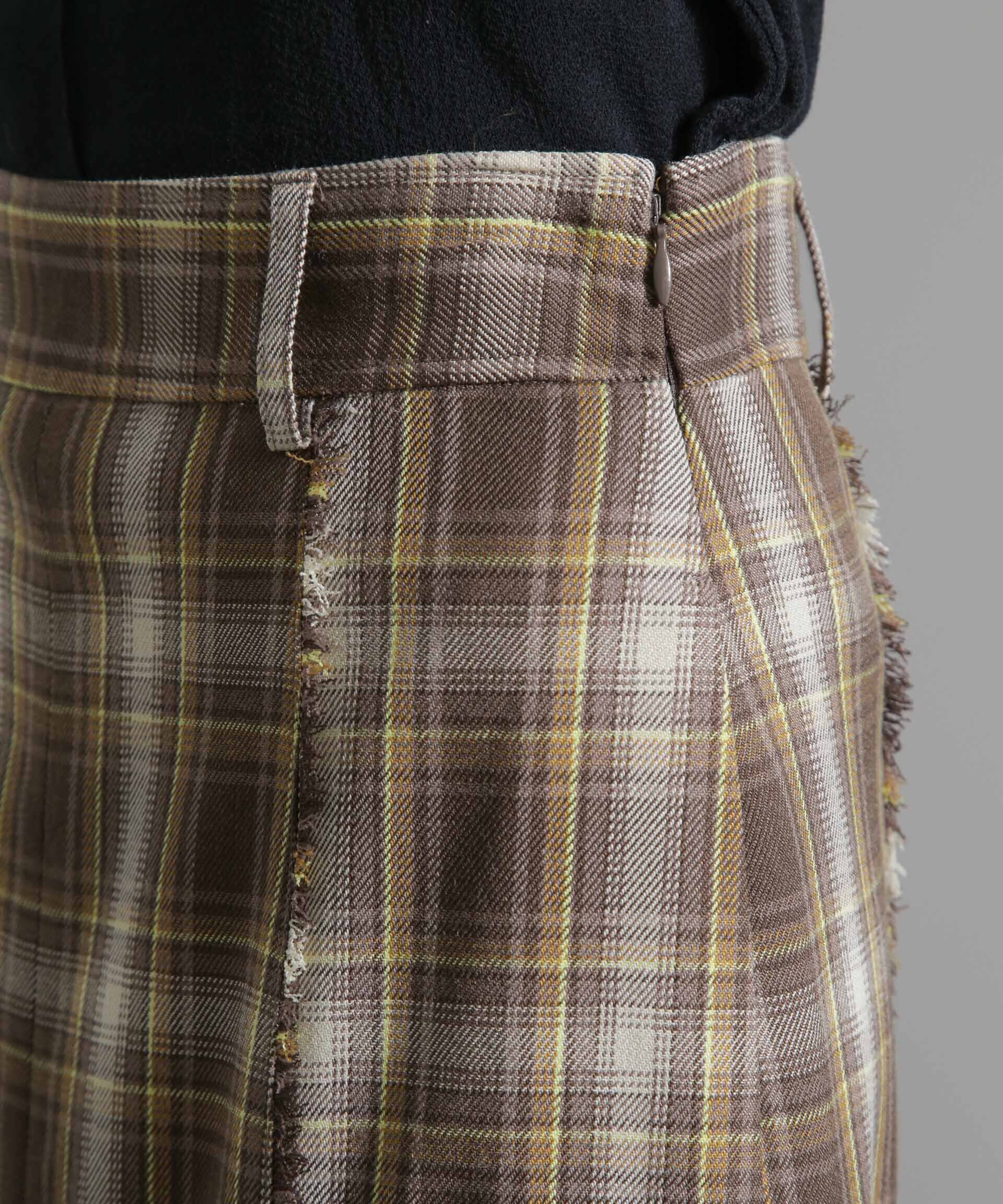 nano･universe「チェックスリットロングスカート」|スカート|