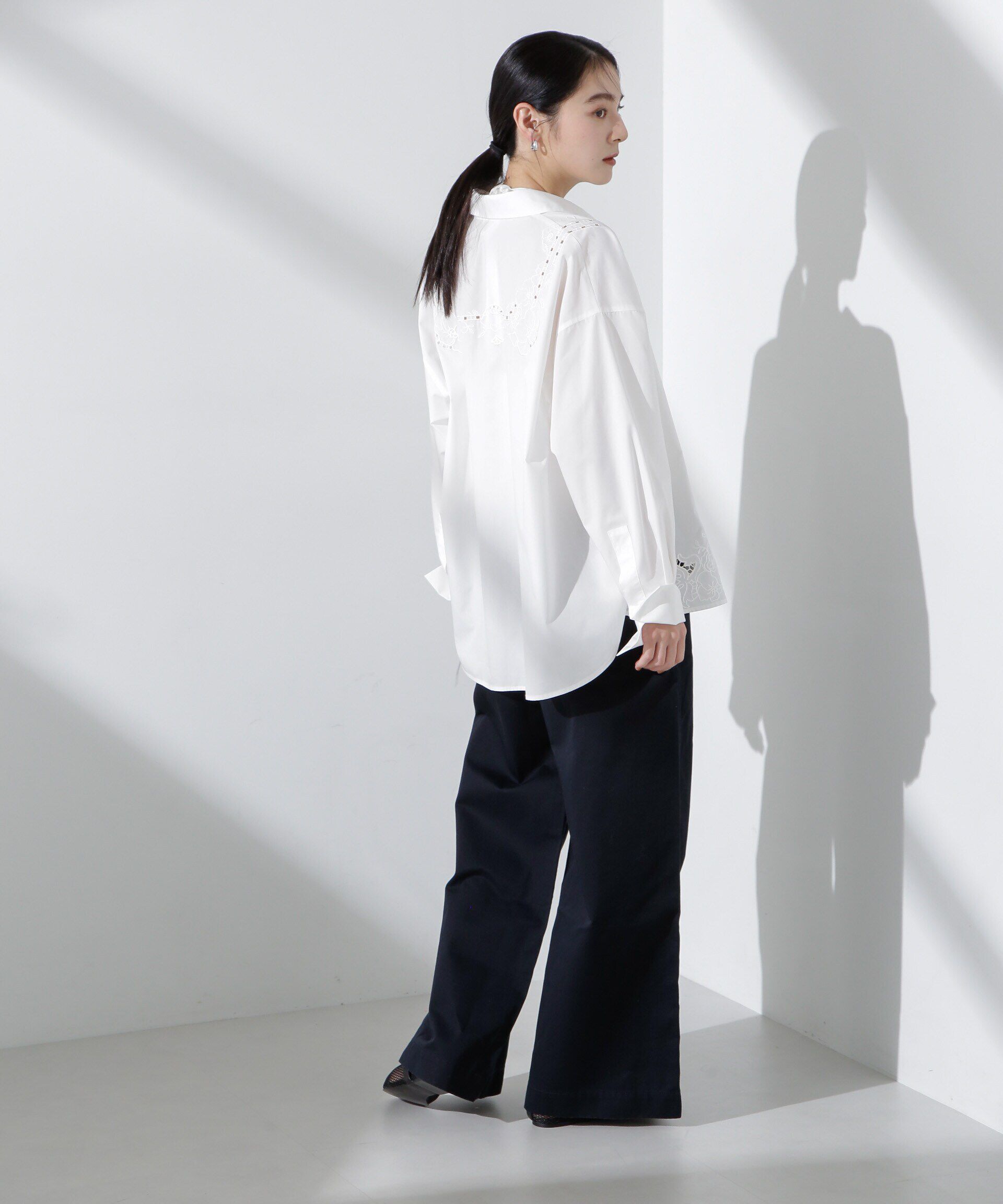 nano･universe「カットワークレースオーバーサイズシャツ」|シャツ・ブラウス|