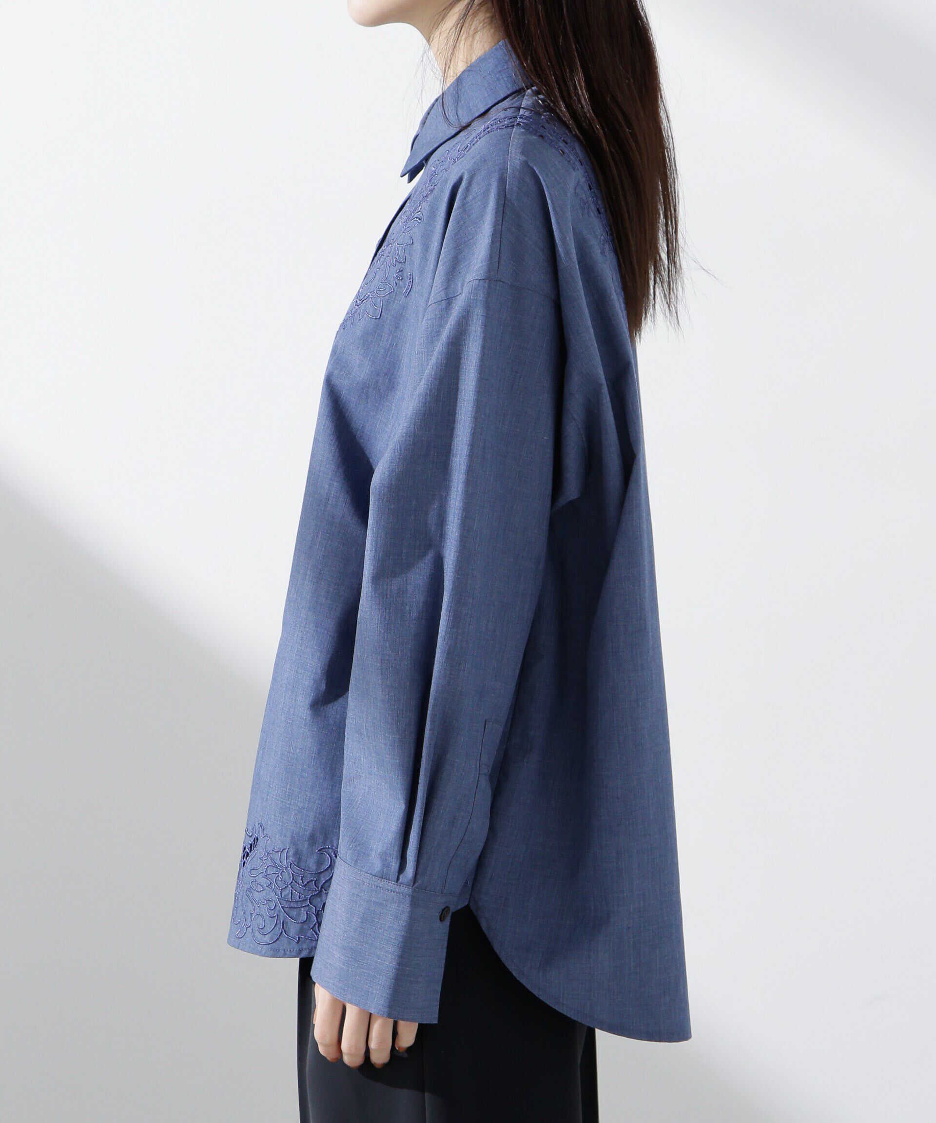 nano･universe「カットワークレースオーバーサイズシャツ」|シャツ・ブラウス|