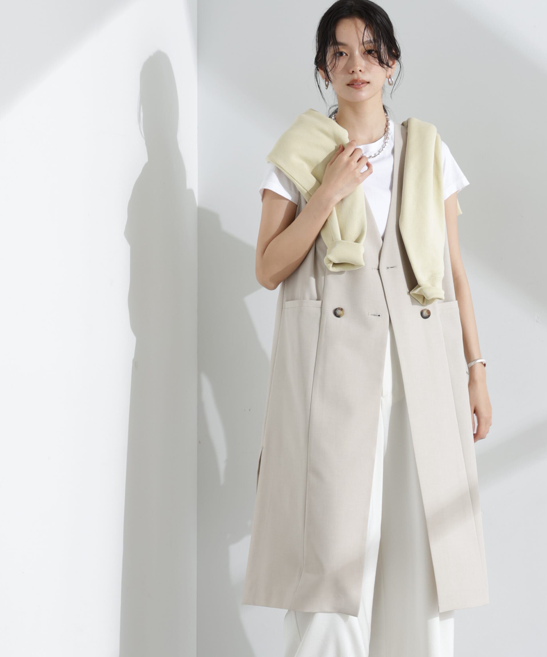 nano･universe「ライトファンクション ロングダブルジレ(セットアップ可)」|テーラードジャケット|アイボリー7