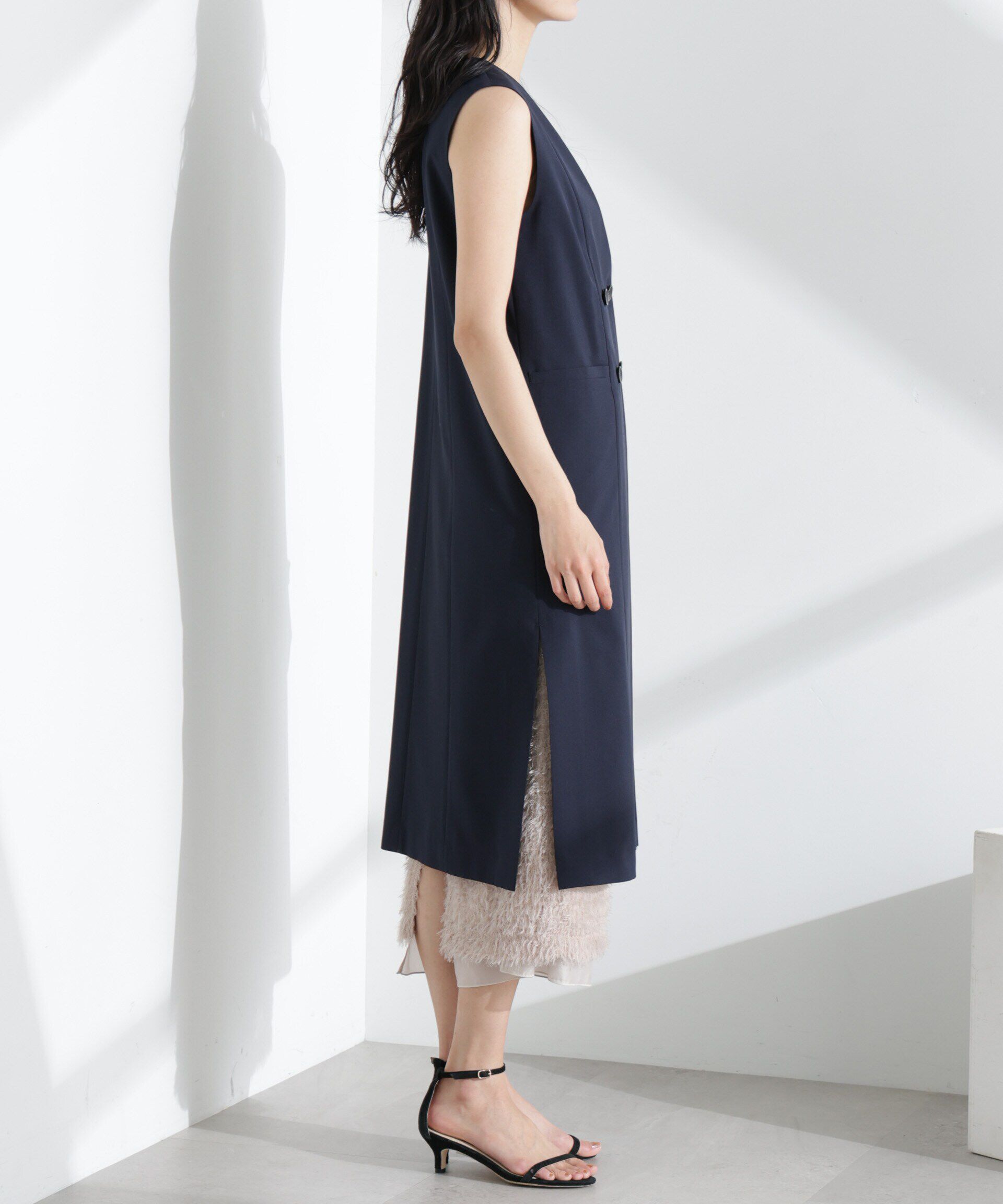 nano･universe「ライトファンクション ロングダブルジレ(セットアップ可)」|テーラードジャケット|