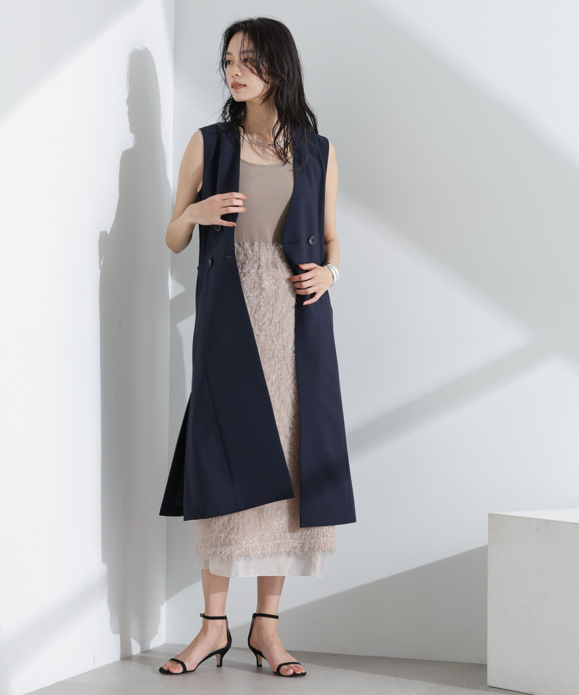 nano･universe「ライトファンクション ロングダブルジレ(セットアップ可)」|テーラードジャケット|