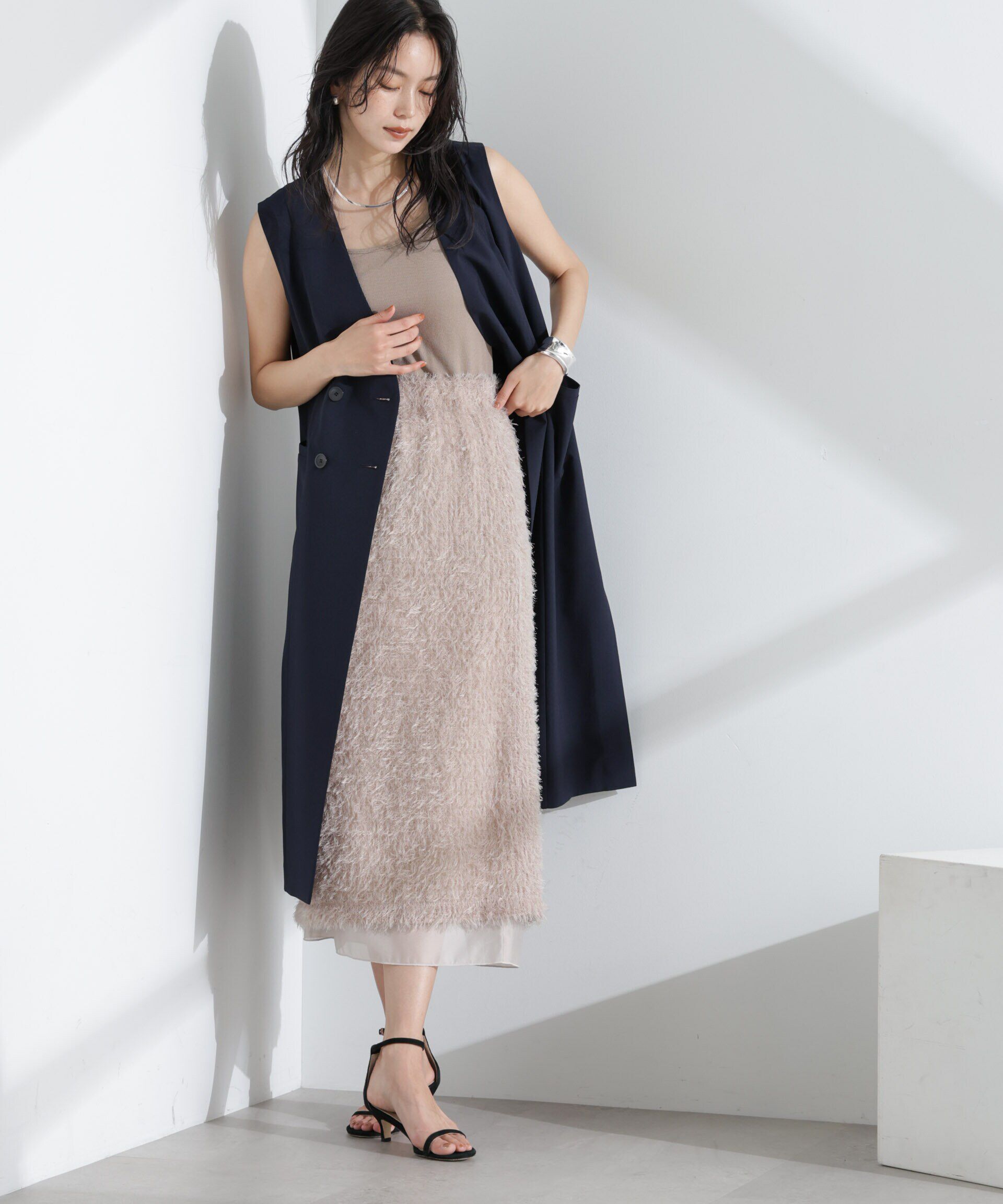 nano･universe「ライトファンクション ロングダブルジレ(セットアップ可)」|テーラードジャケット|