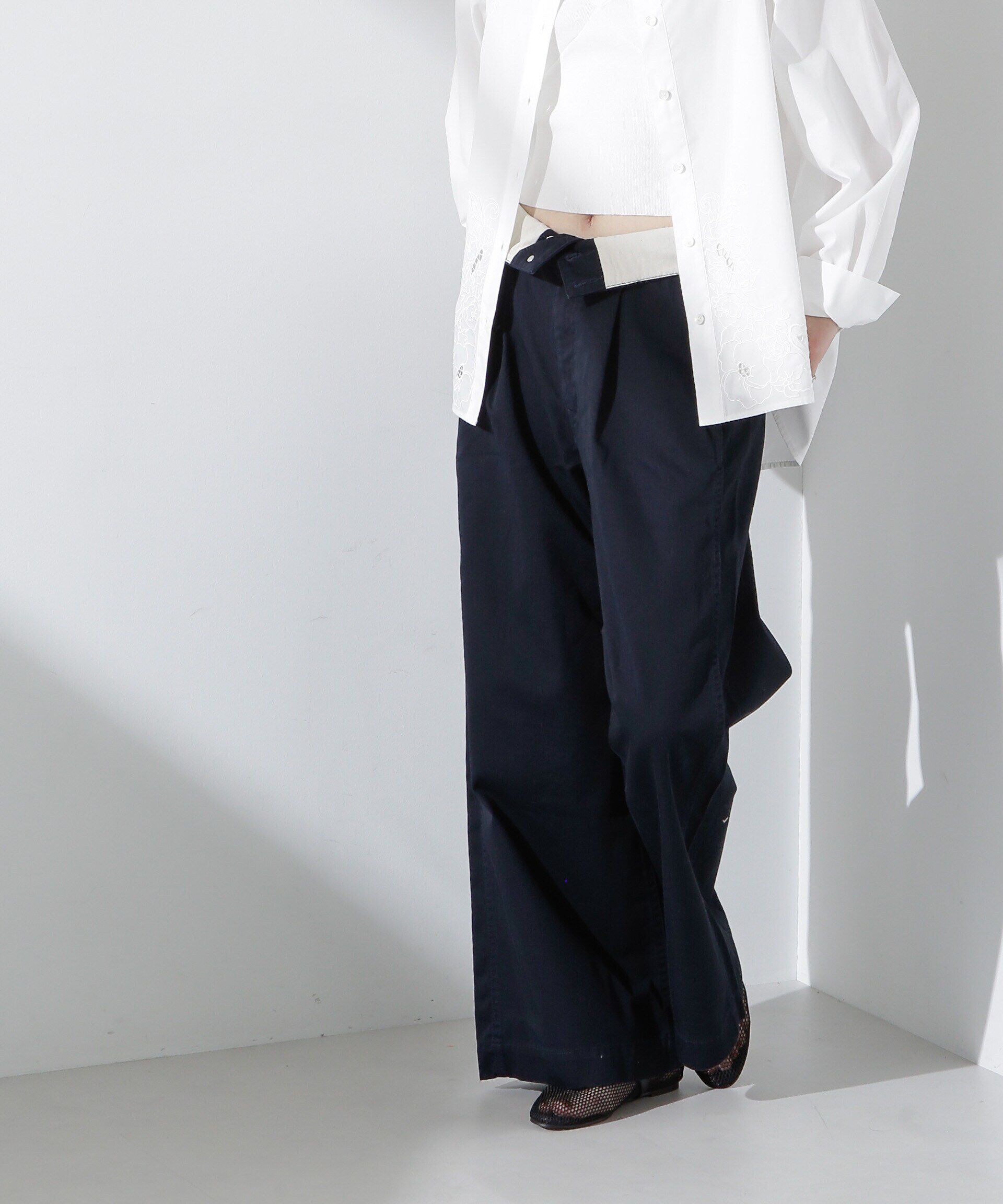 nano･universe「コルセットバギーチノパンツ」|チノ|