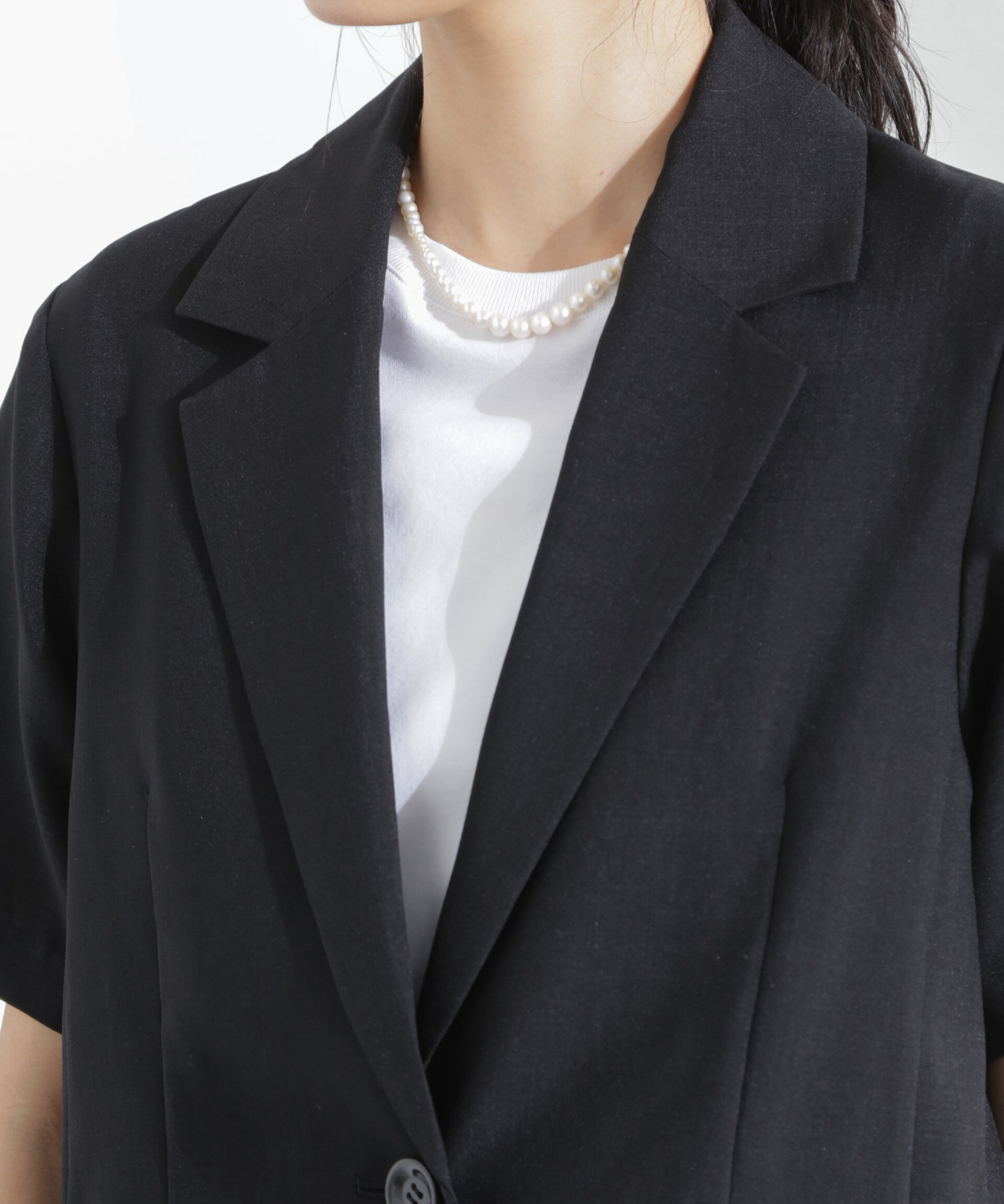 nano･universe「メランジドライ 半袖テーラードジャケット(セットアップ可)」|テーラードジャケット|