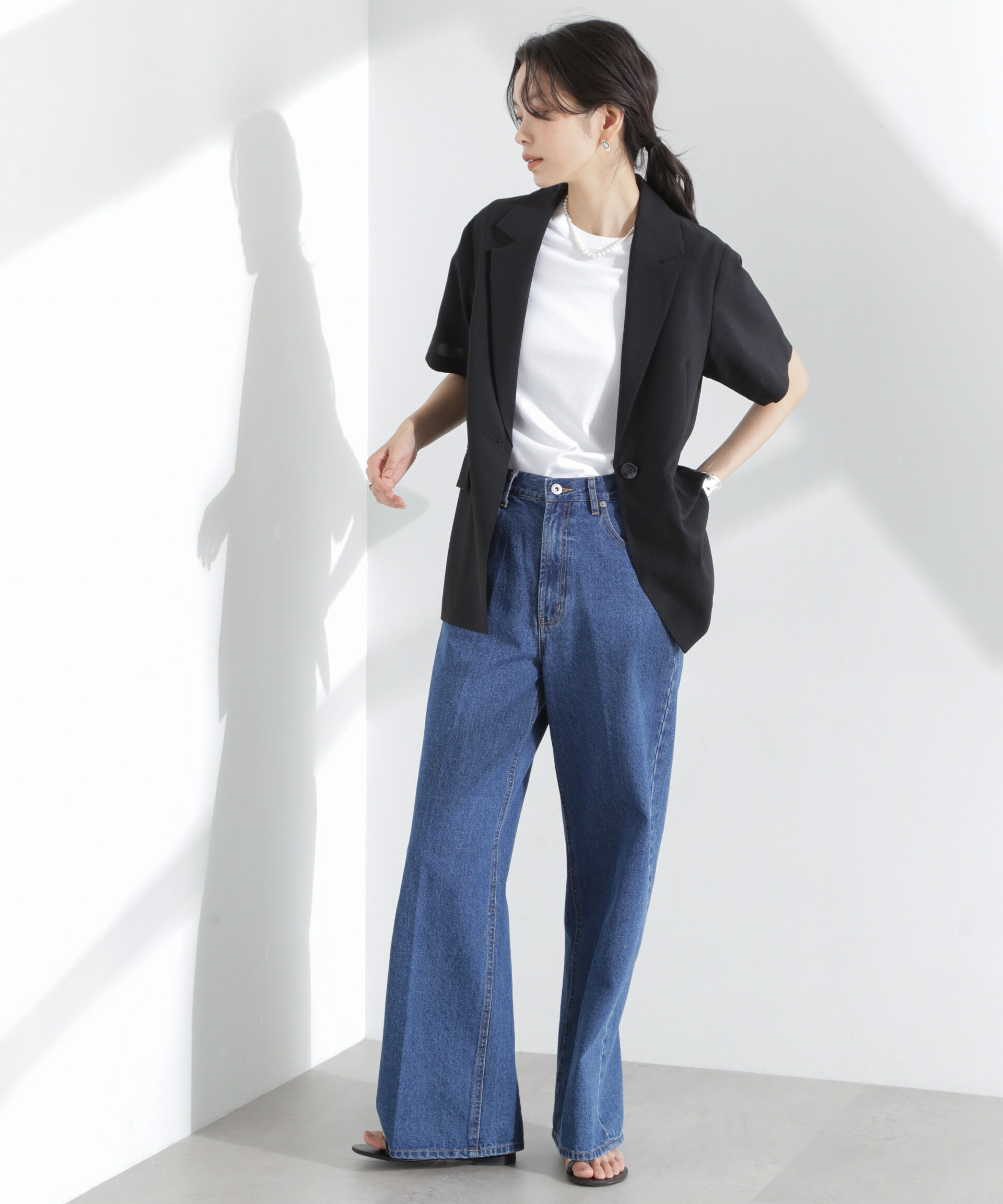 nano･universe「メランジドライ 半袖テーラードジャケット(セットアップ可)」|テーラードジャケット|