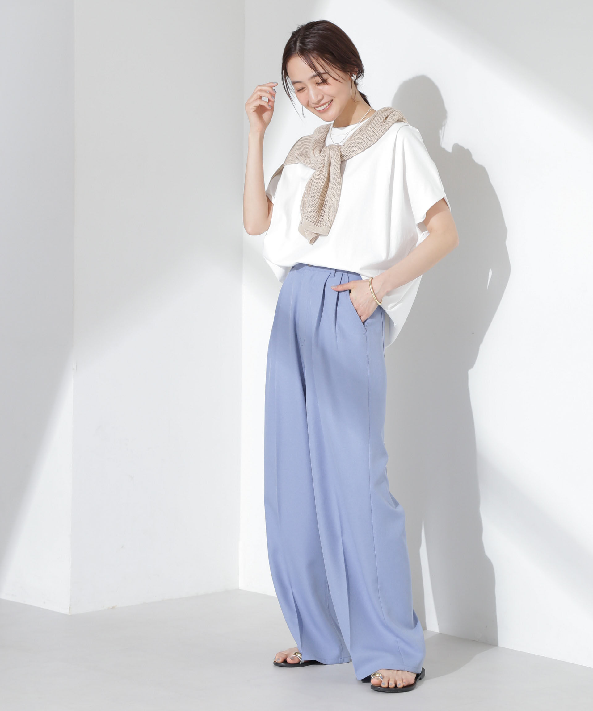 nano･universe「ツータックワイドパンツ」|チノ|