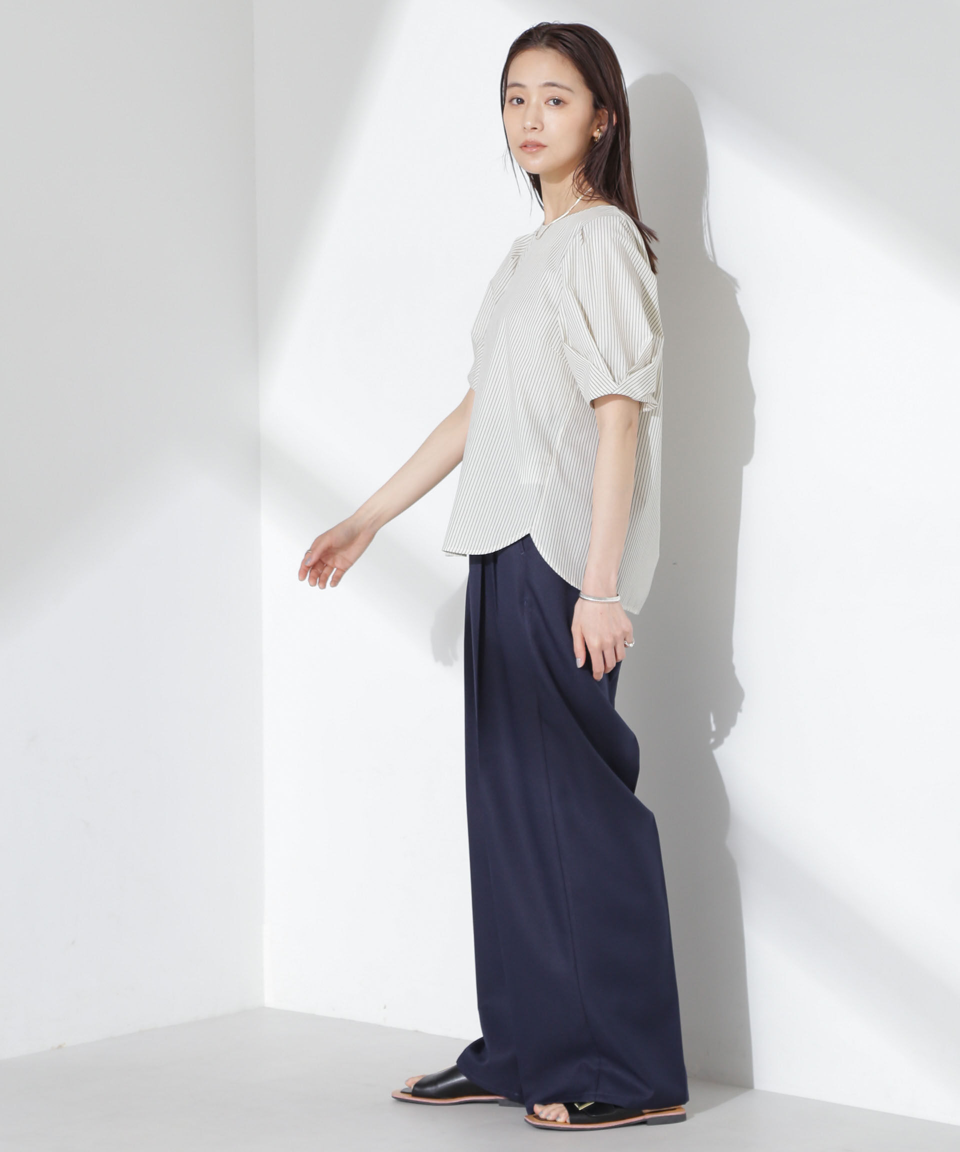 nano･universe「ツータックワイドパンツ」|チノ|