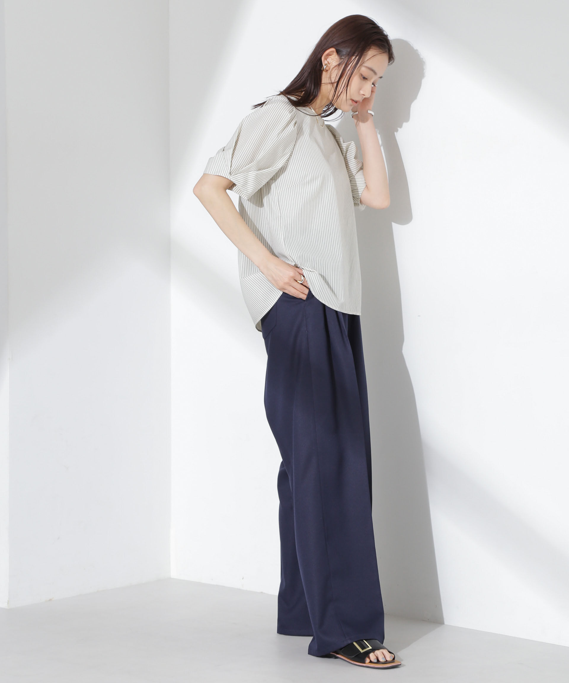 nano･universe「ツータックワイドパンツ」|チノ|