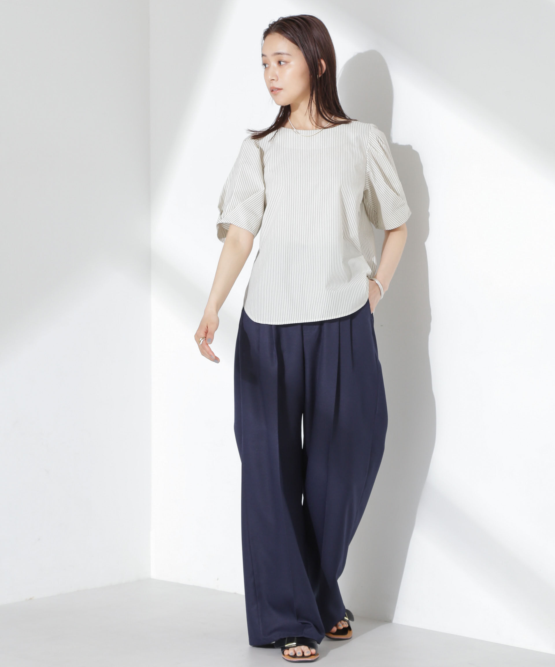 nano･universe「ツータックワイドパンツ」|チノ|