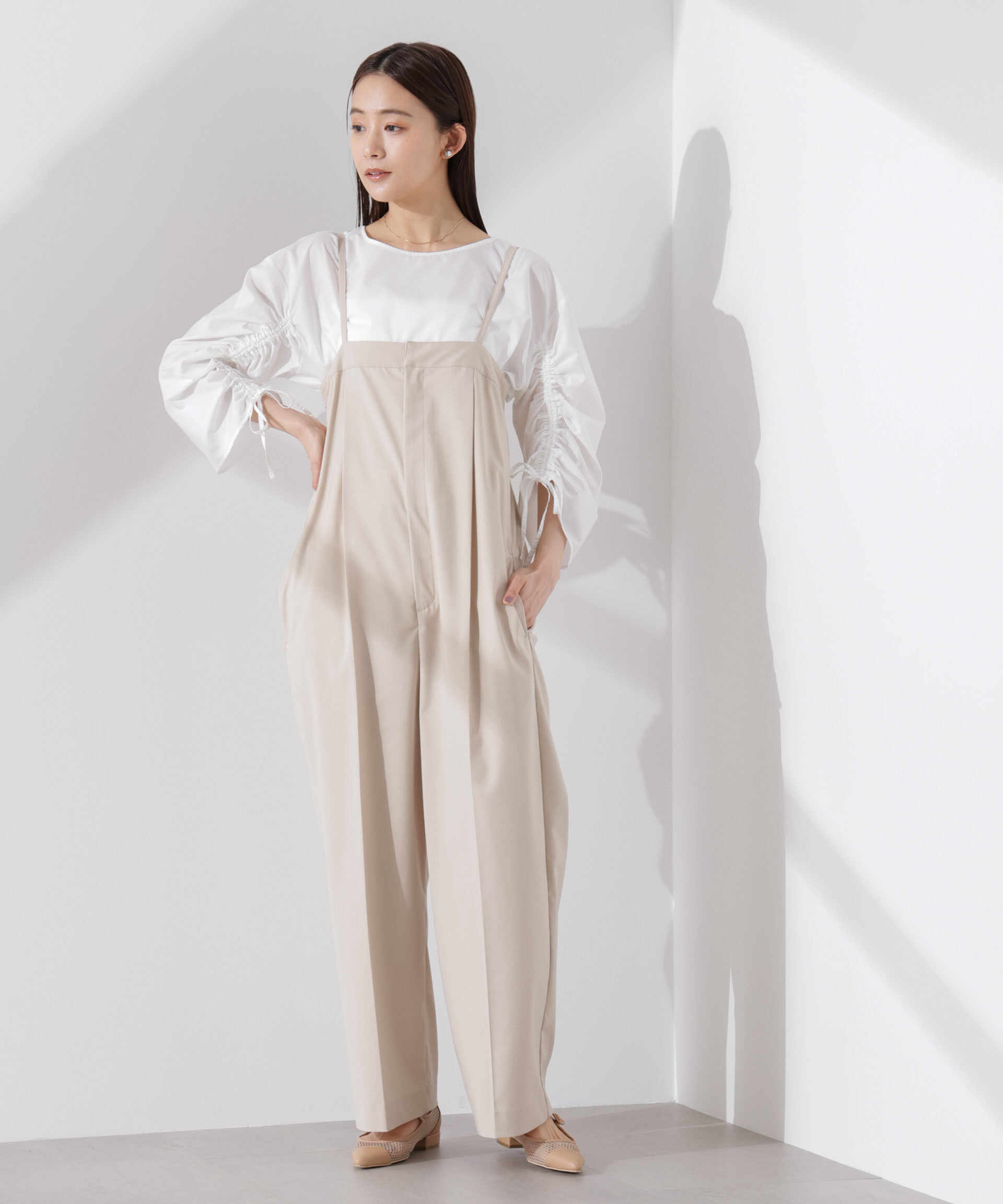 nano･universe「ドロストギャザースリーブプルオーバーシャツ」|シャツ・ブラウス|