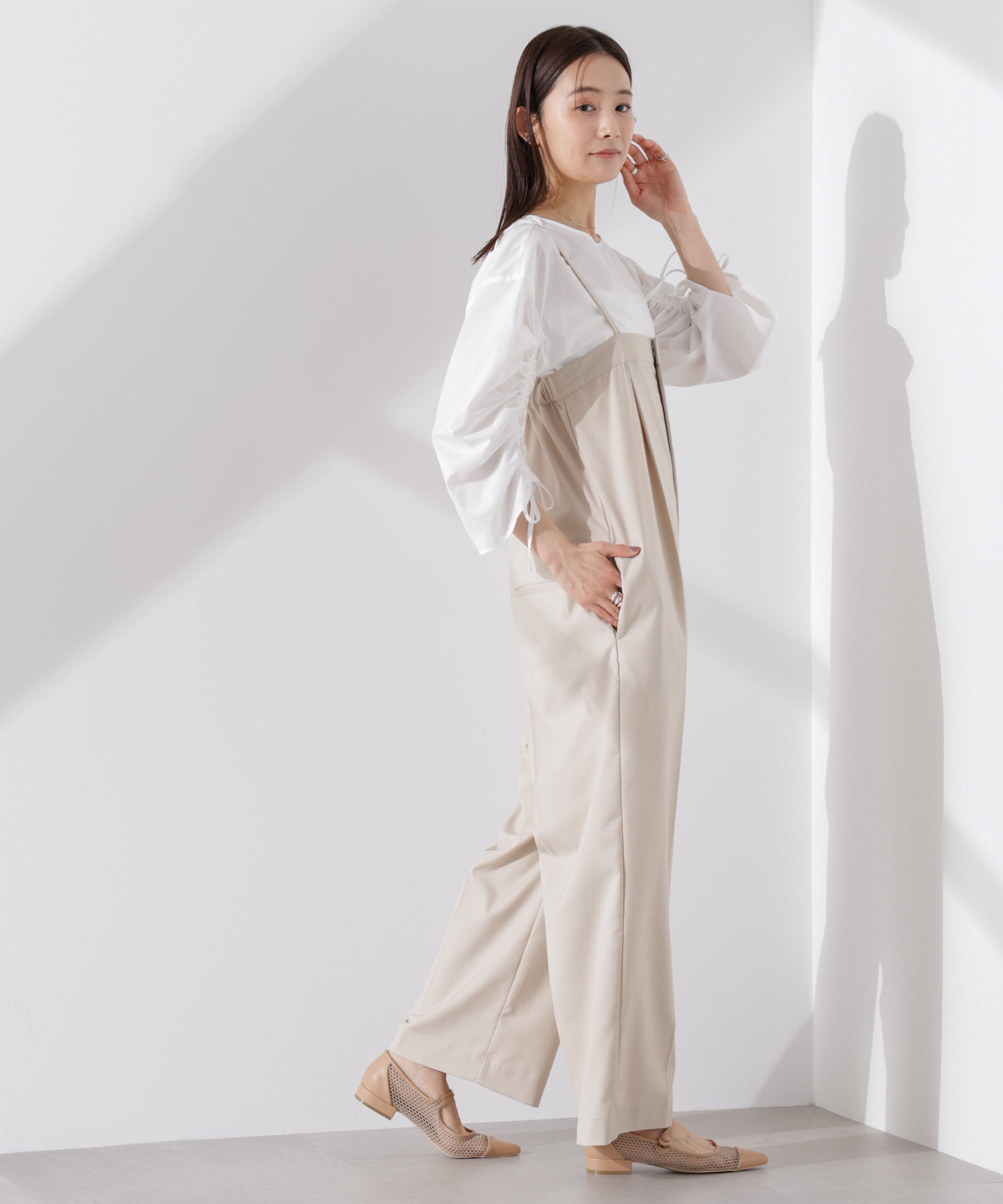 nano･universe「ドロストギャザースリーブプルオーバーシャツ」|シャツ・ブラウス|