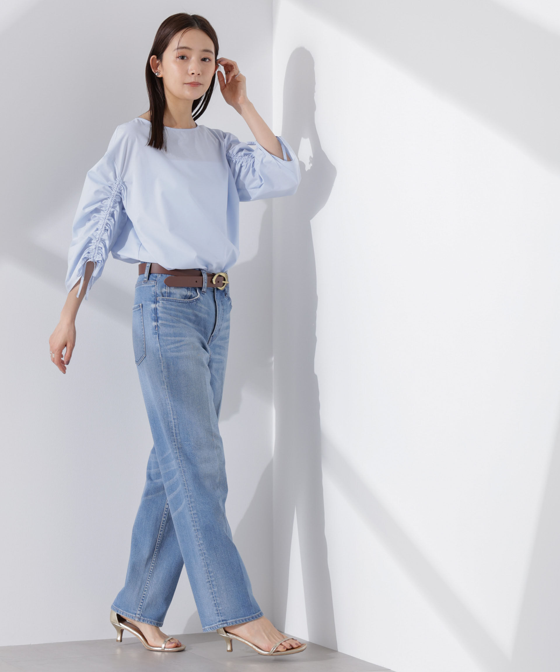 nano･universe「ドロストギャザースリーブプルオーバーシャツ」|シャツ・ブラウス|