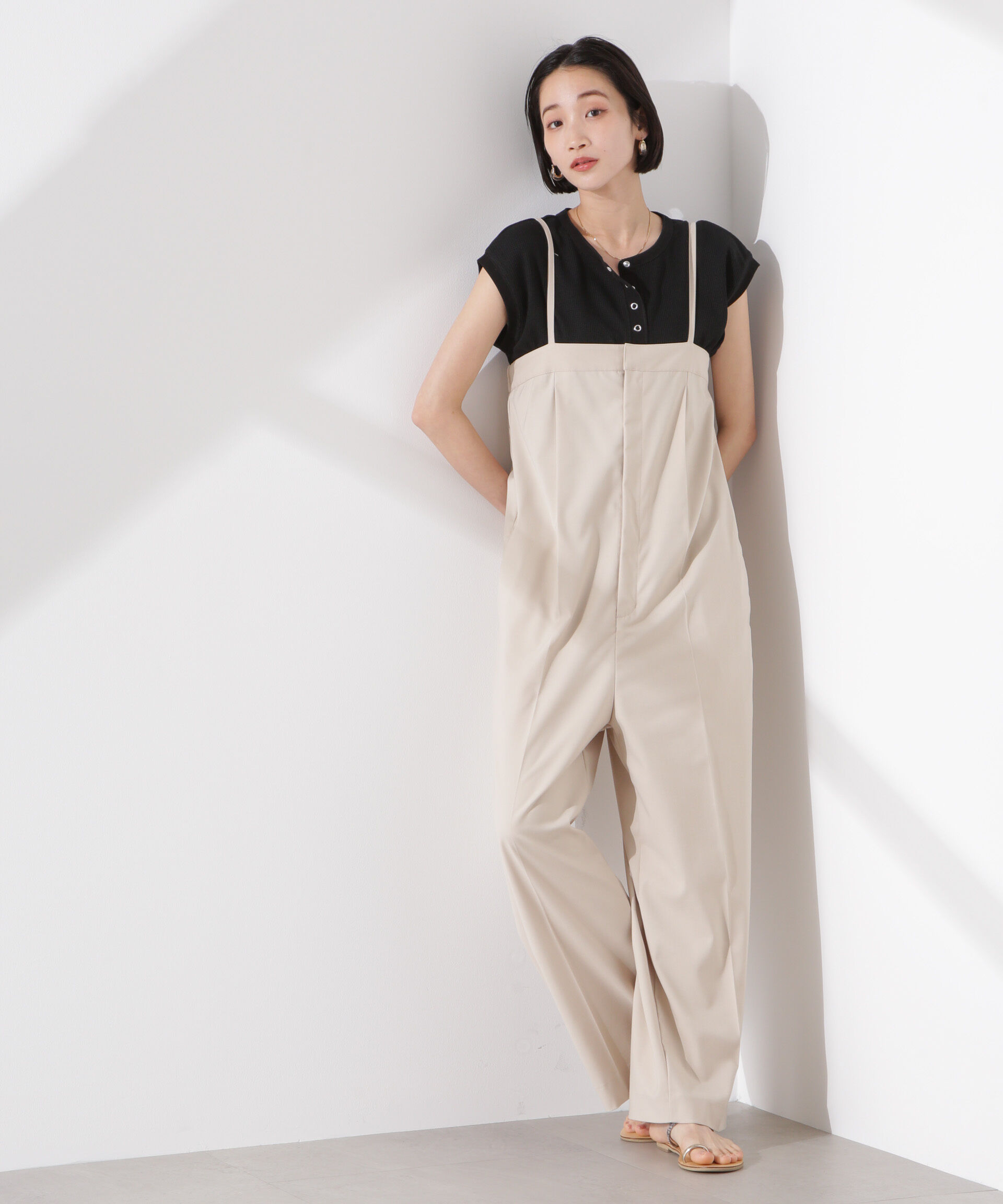 nano･universe「ワッフルヘンリーノースリーブトップス」|Tシャツ・カットソー|