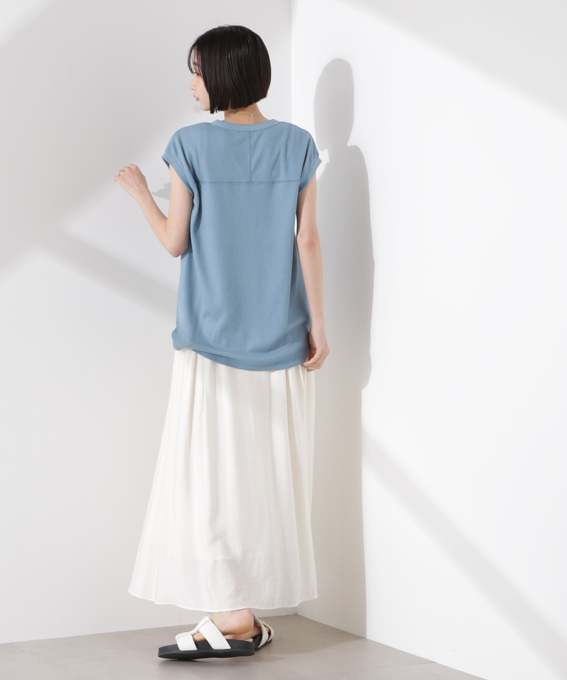 nano･universe「ワッフルヘンリーノースリーブトップス」|Tシャツ・カットソー|