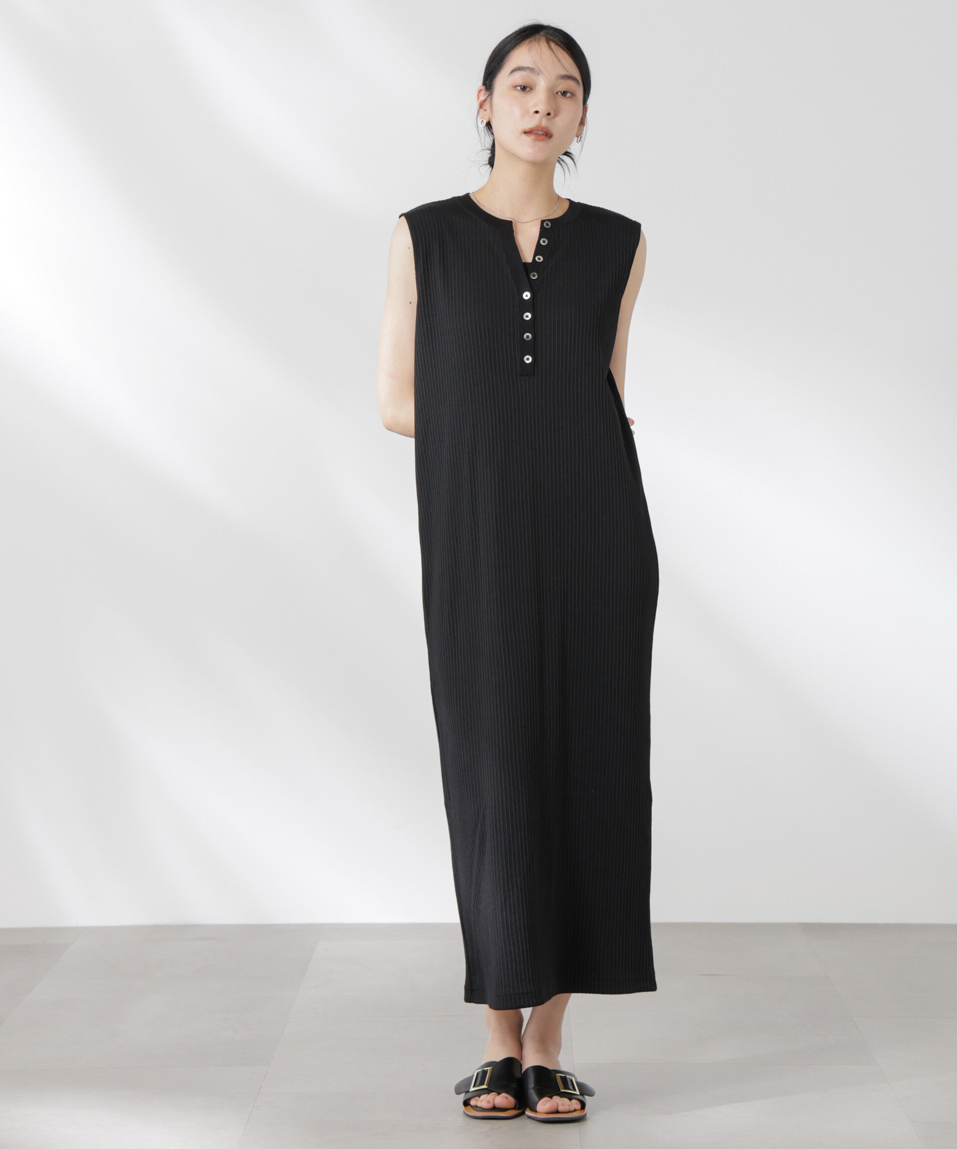 nano･universe「ヘンリーネックドライテレコワンピース」|ワンピース|