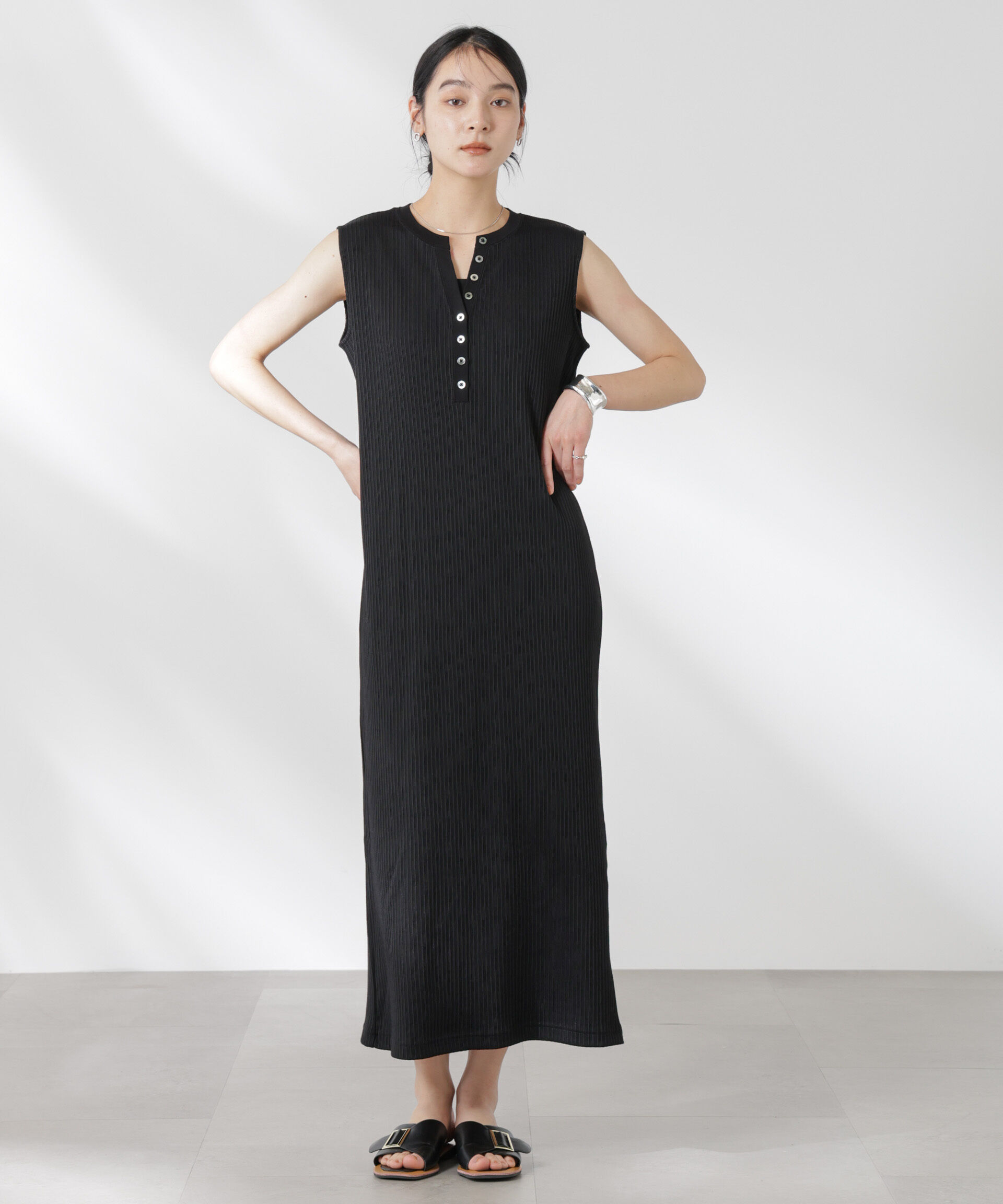 nano･universe「ヘンリーネックドライテレコワンピース」|ワンピース|