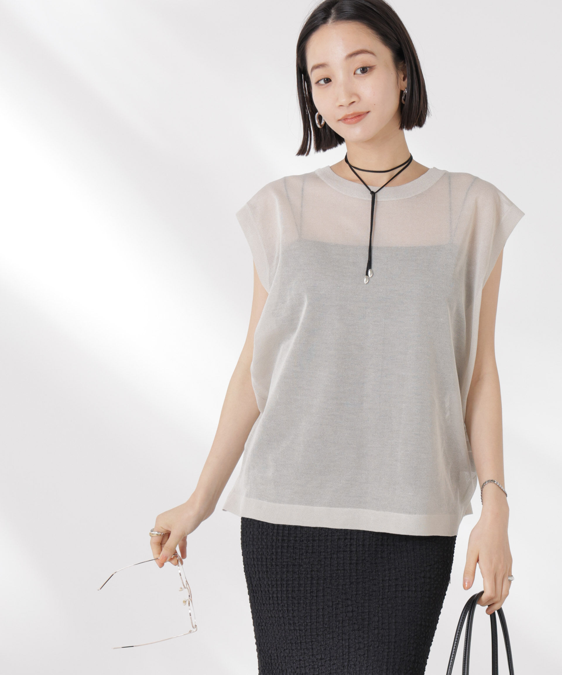 nano･universe「前後2wayドロストデザインシアーニット」|ニット・セーター|