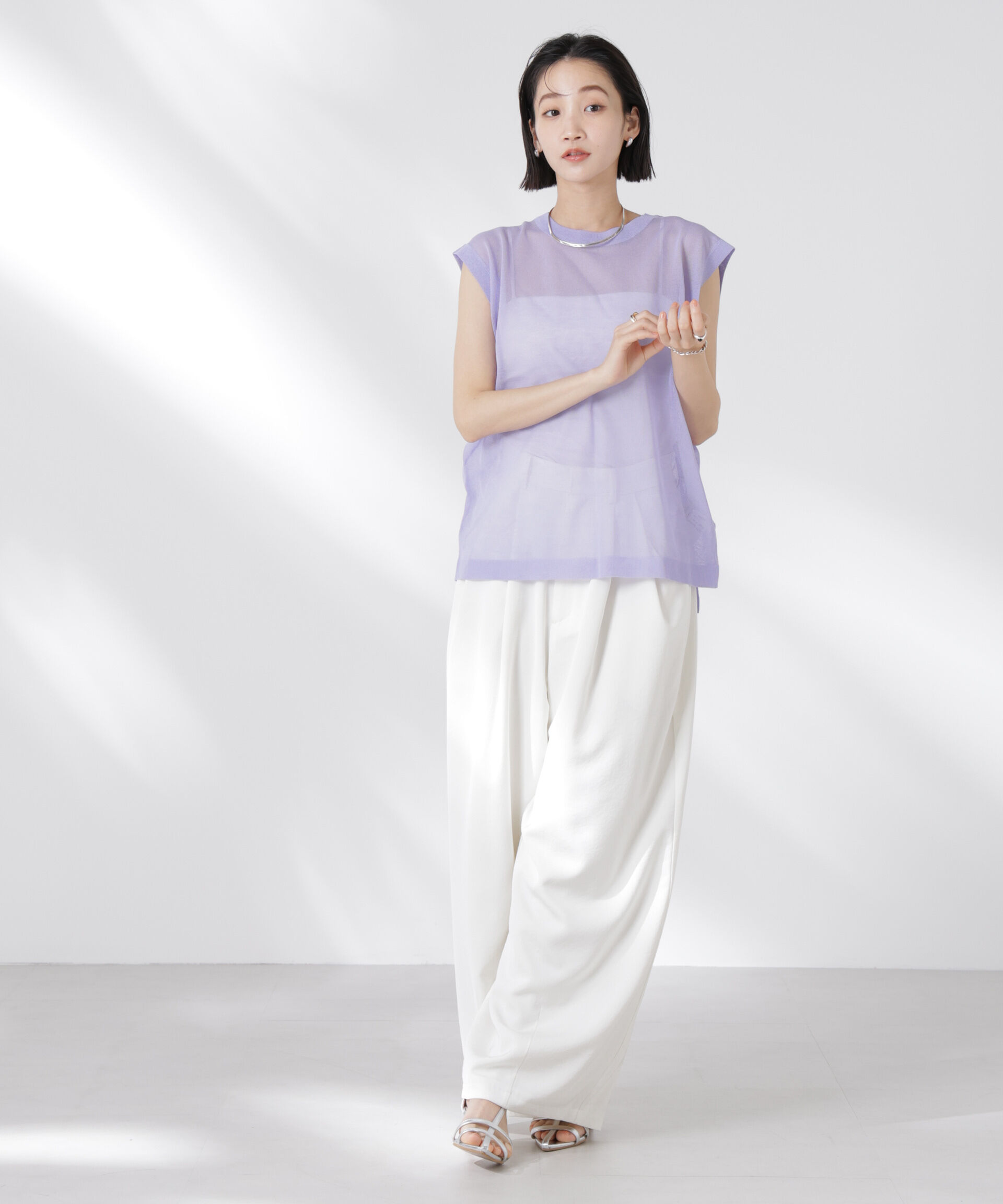 nano･universe「前後2wayドロストデザインシアーニット」|ニット・セーター|