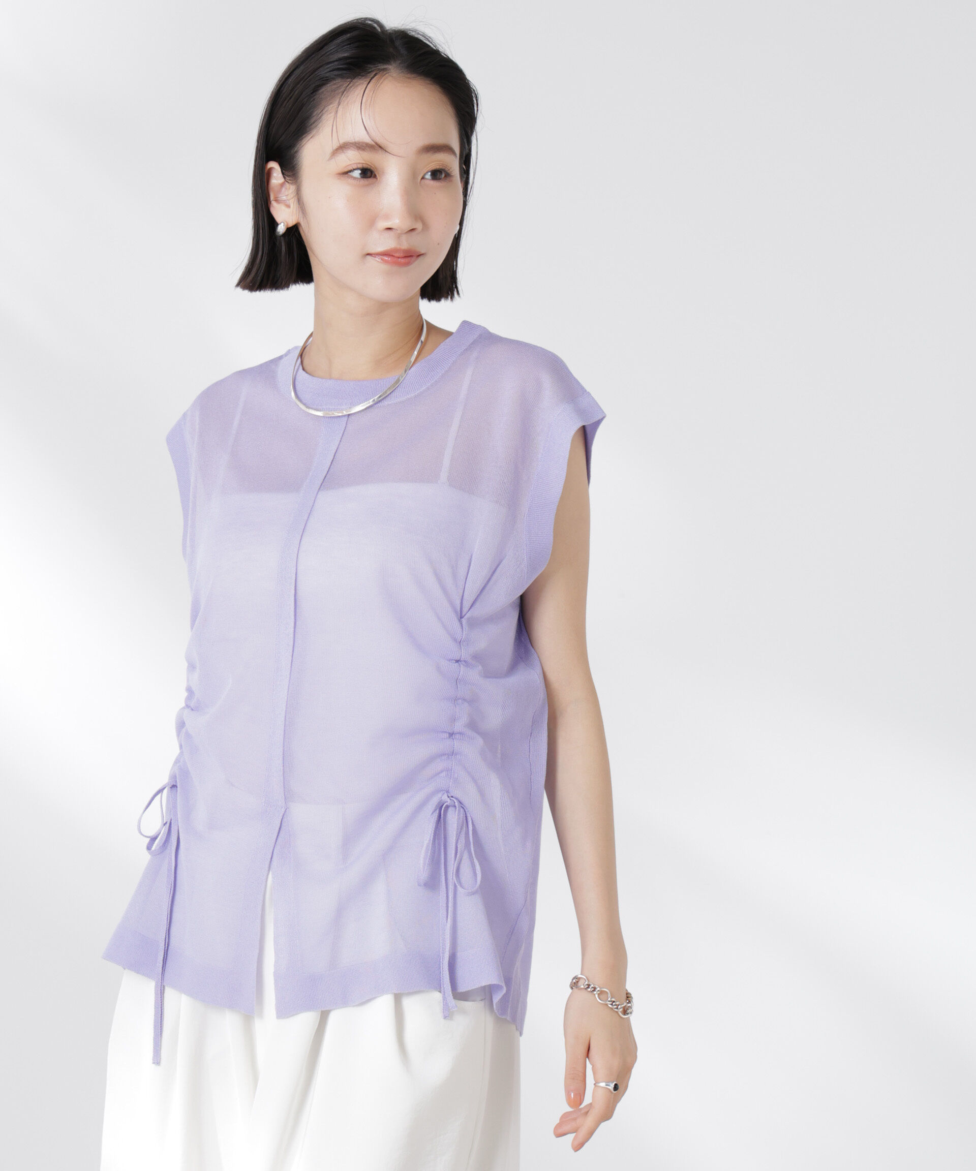 nano･universe「前後2wayドロストデザインシアーニット」|ニット・セーター|