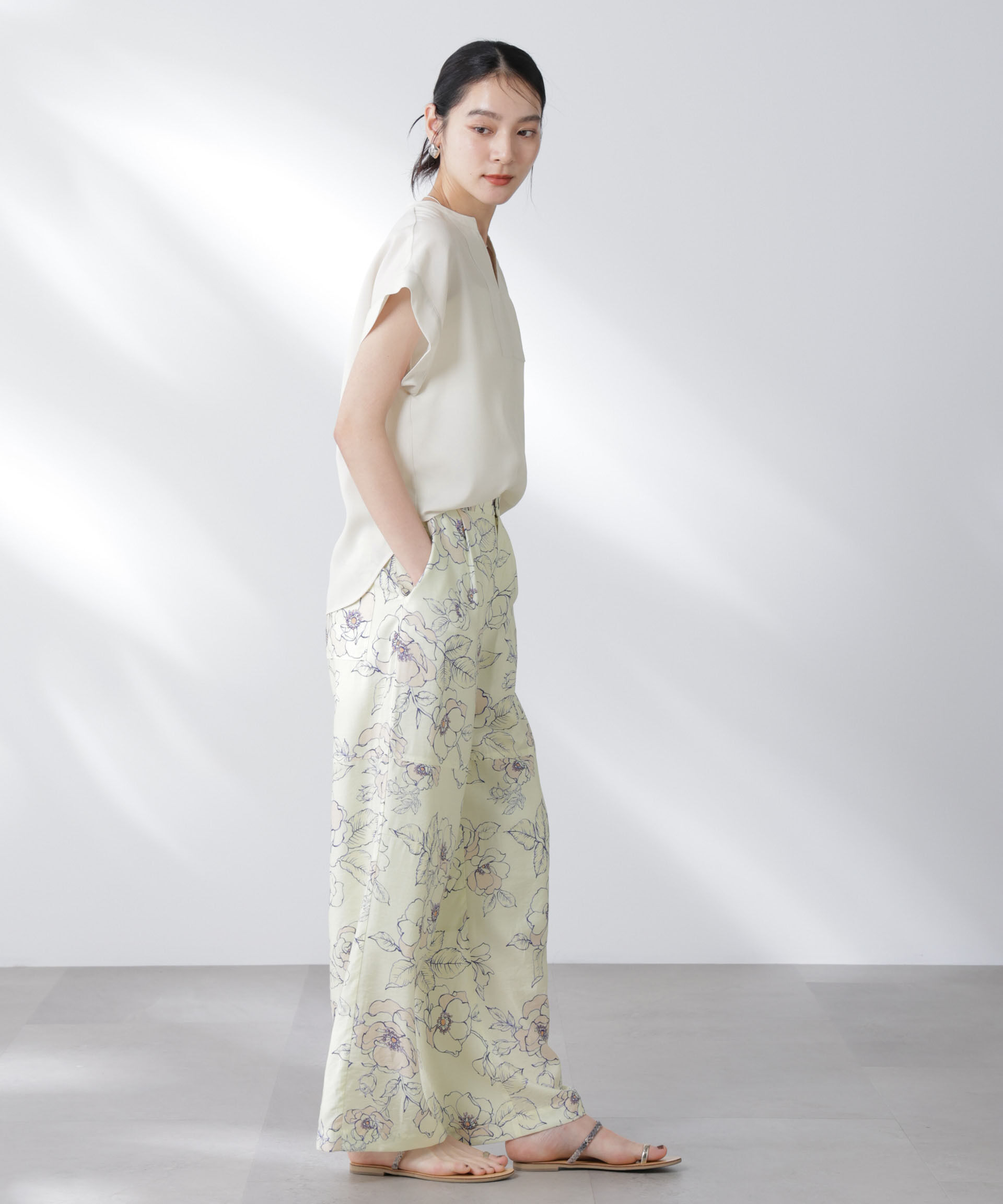 nano･universe「メランジドライ スキッパータックブラウス(セットアップ可)」|シャツ・ブラウス|