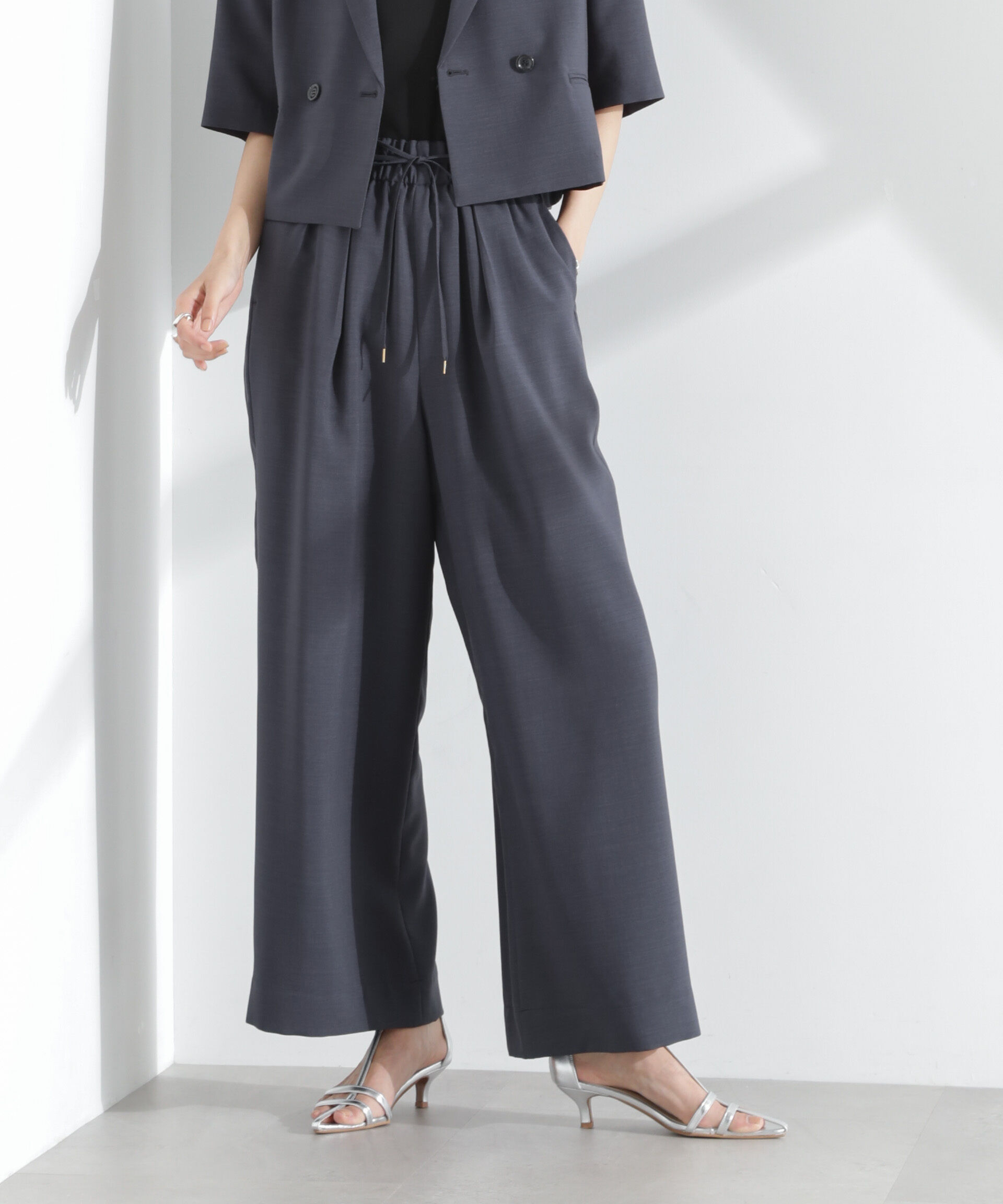 nano･universe「メランジドライ イージーワイドパンツ(セットアップ可)」|チノ|