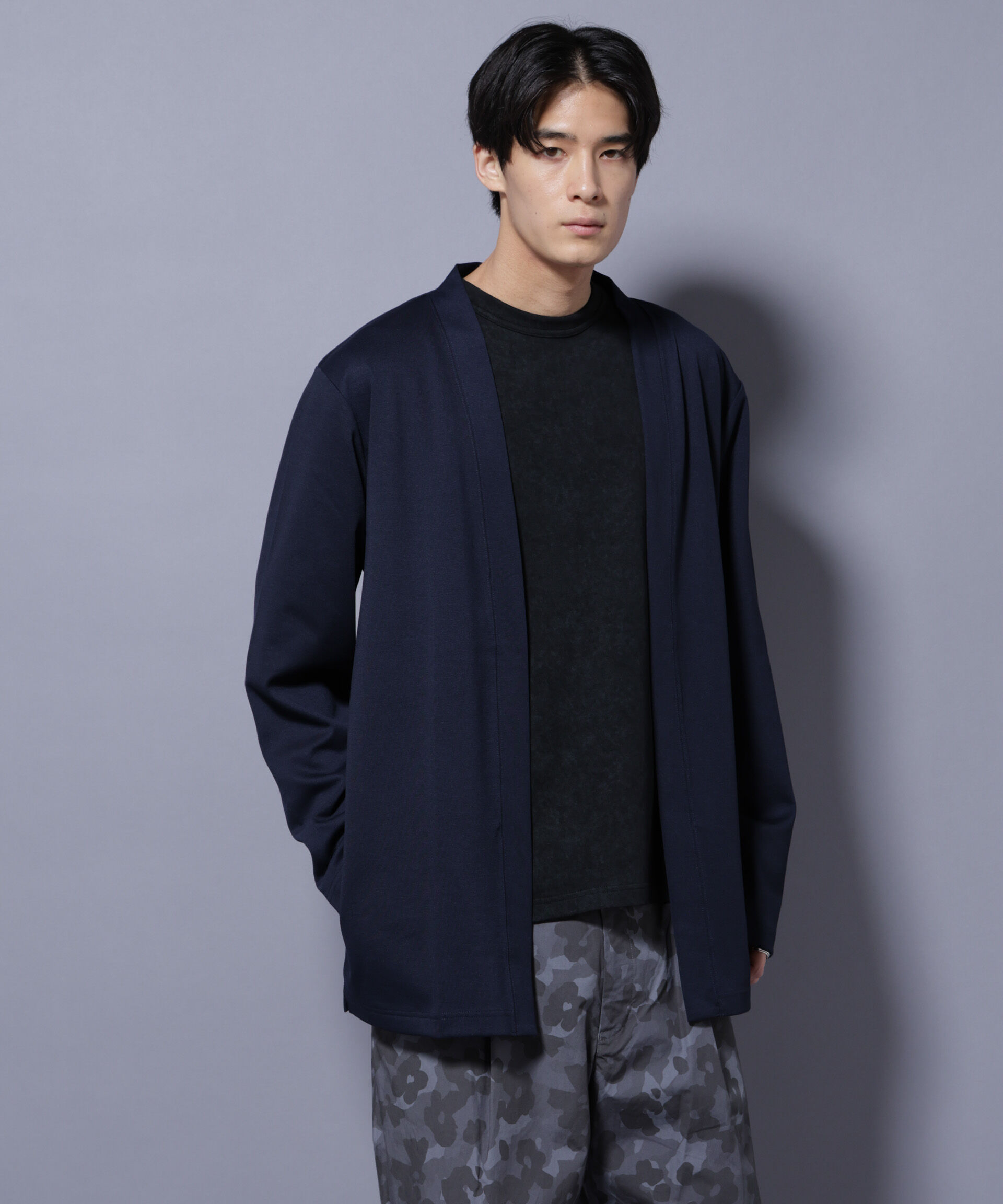 nano･universe「ダブルジャージー着流しカーディガン」|Tシャツ・カットソー|ネイビー