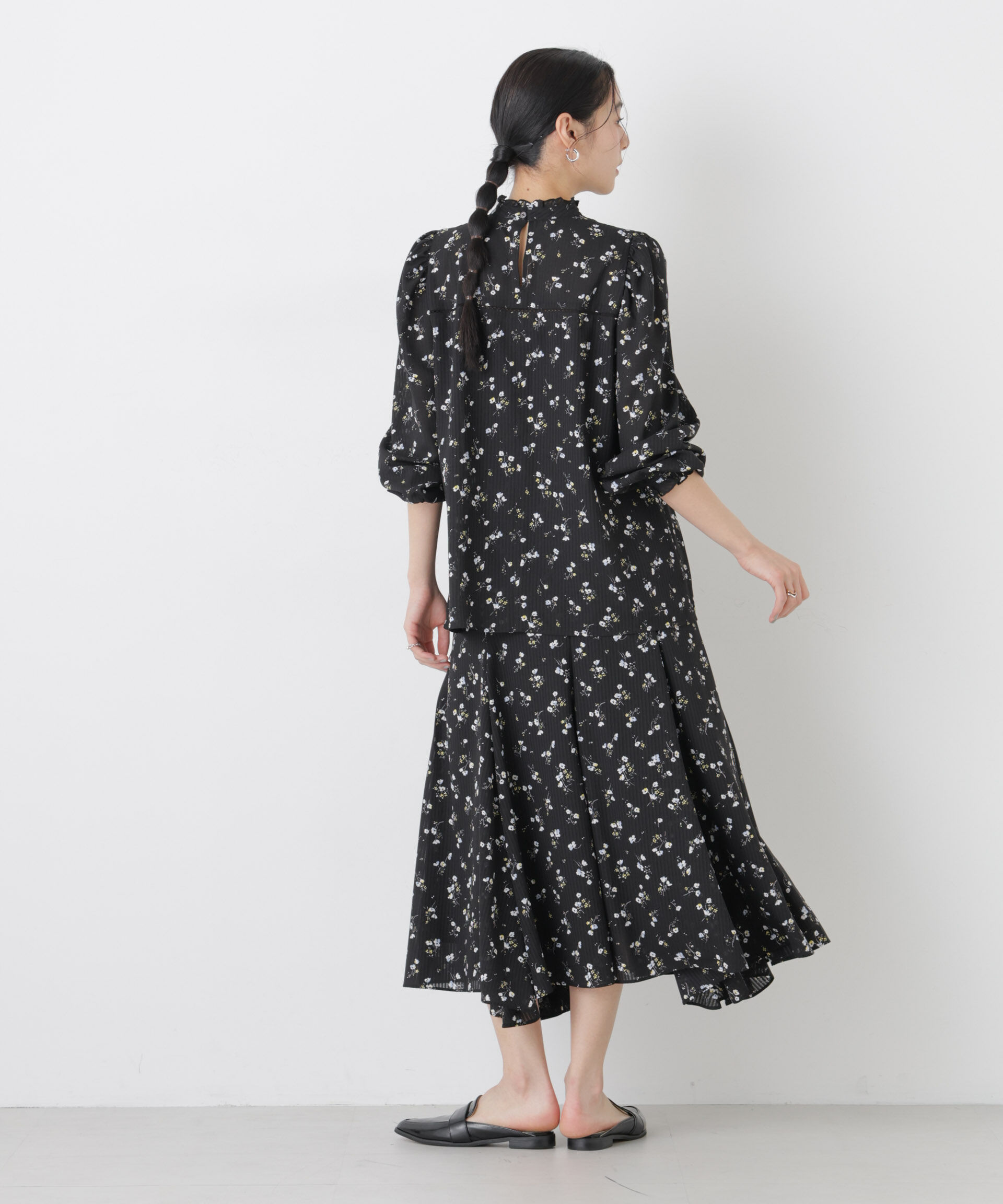 nano･universe「フラワープリントイレヘムタックフレアスカート(セットアップ可)」|スカート|