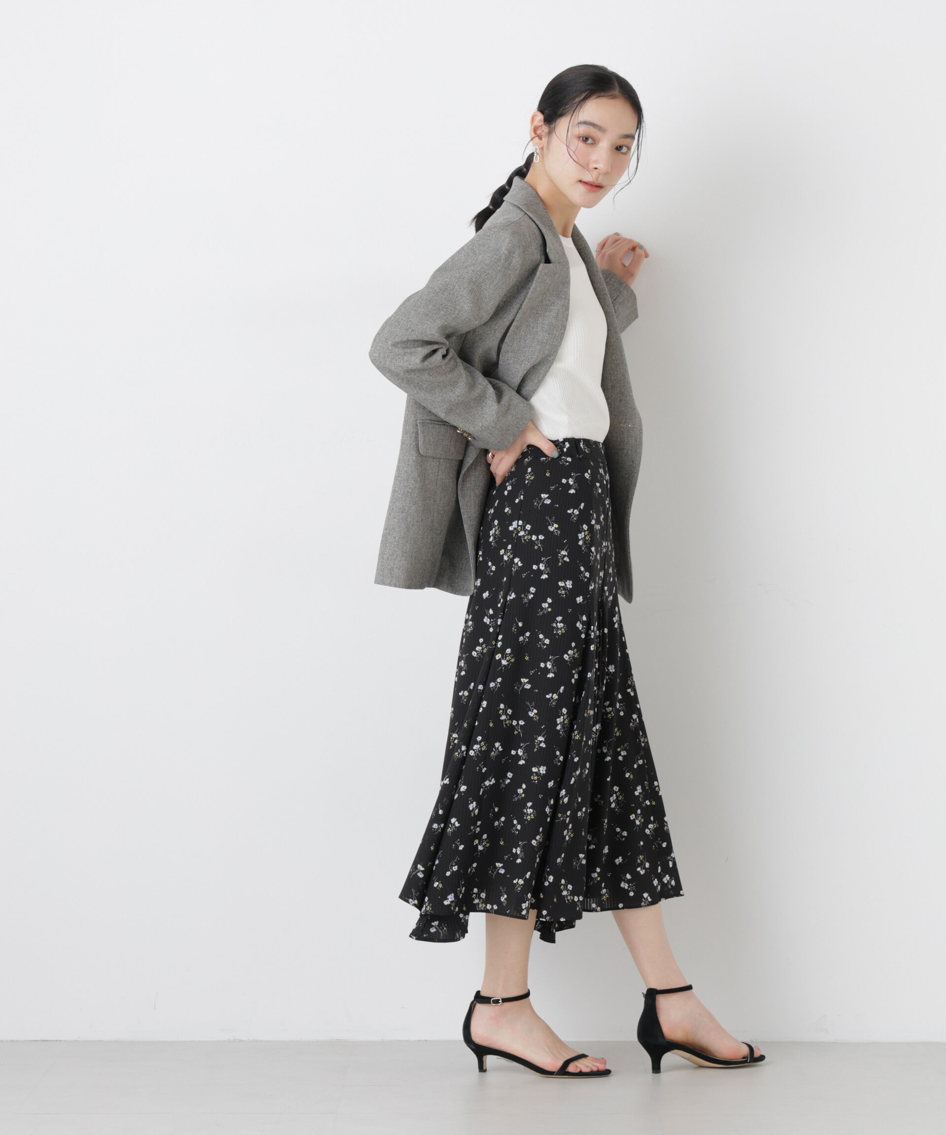 nano･universe「フラワープリントイレヘムタックフレアスカート(セットアップ可)」|スカート|