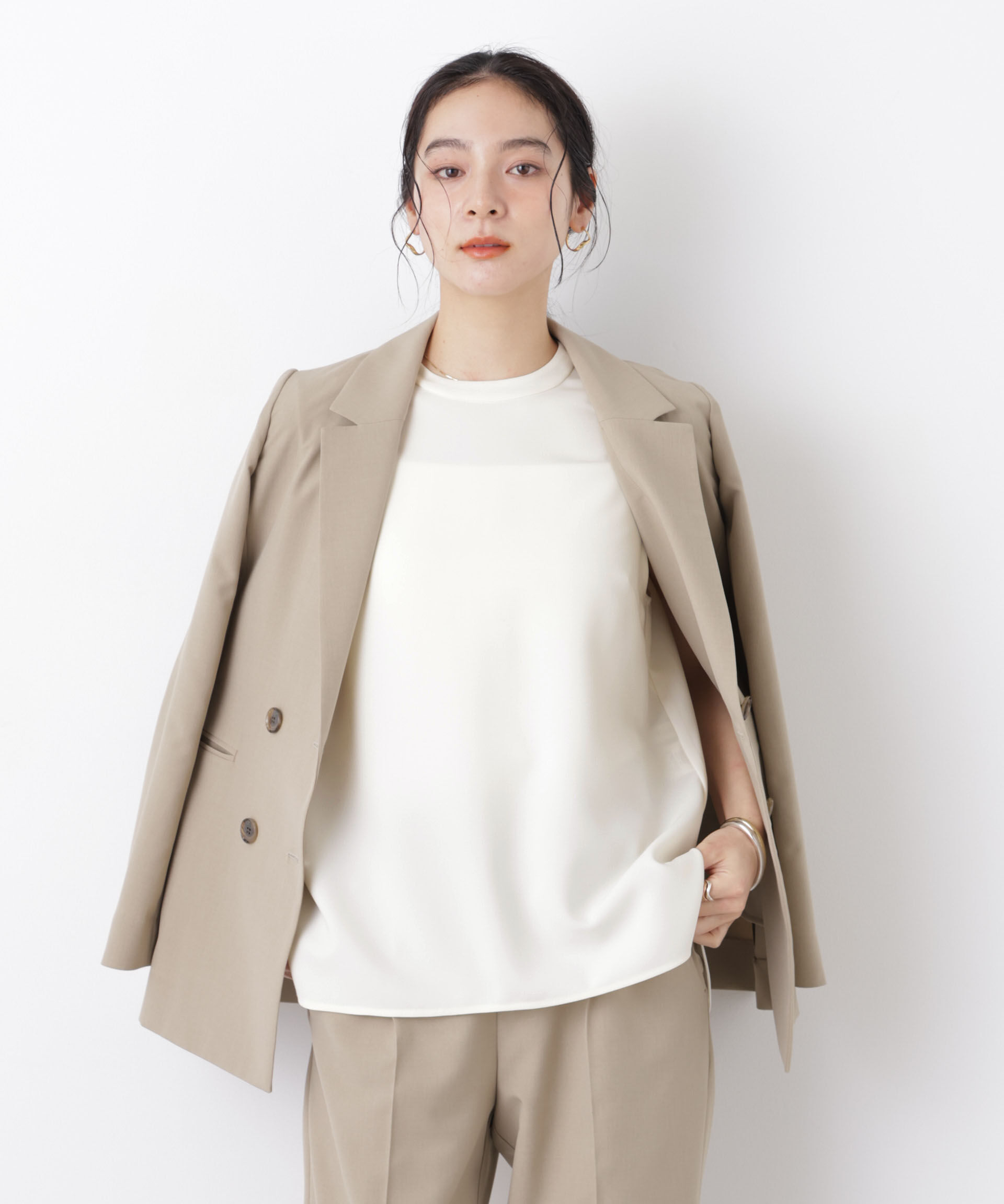 nano･universe「DressT/スタンドカラーノースリーブブラウス」|シャツ・ブラウス|