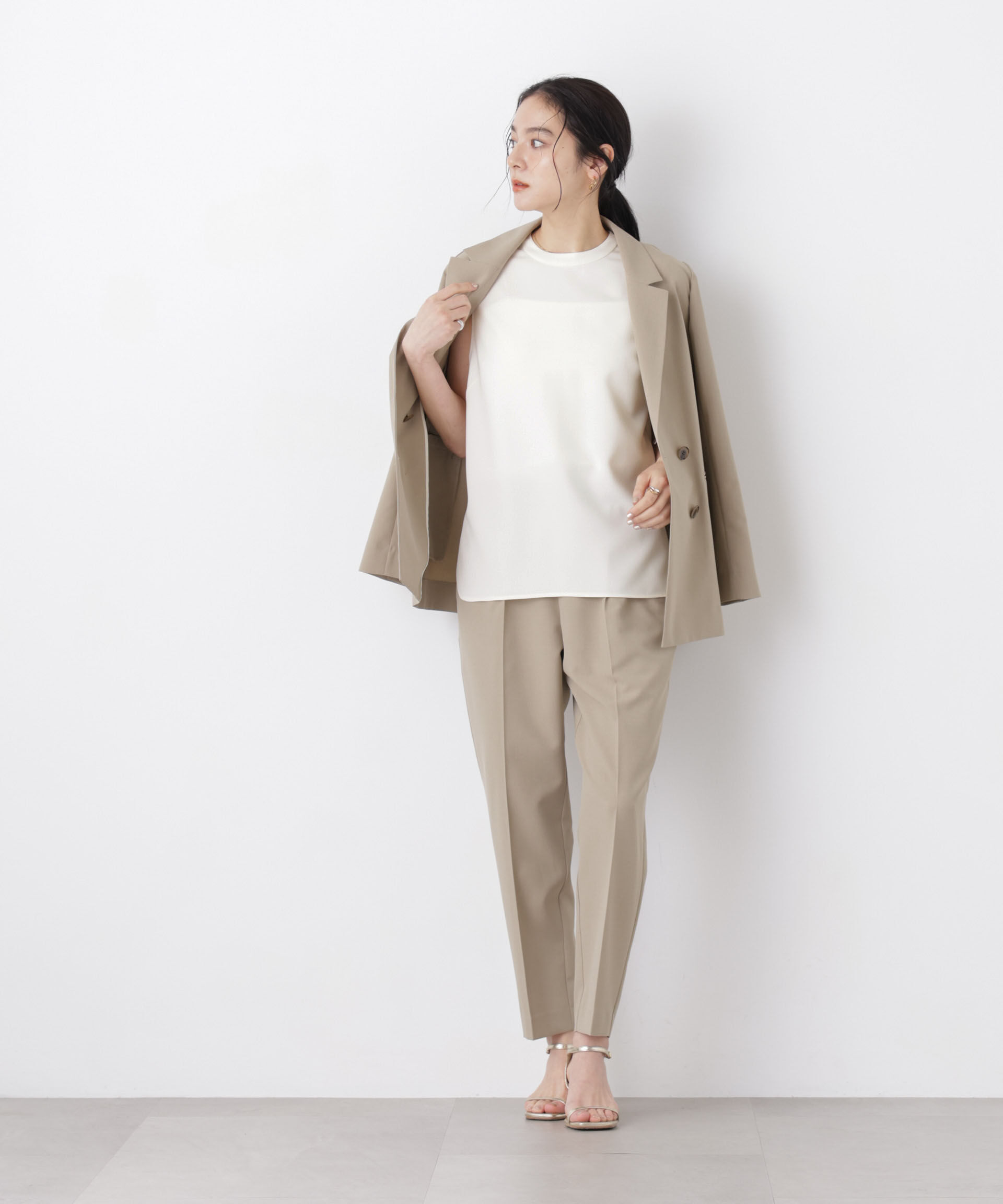 nano･universe「DressT/スタンドカラーノースリーブブラウス」|シャツ・ブラウス|