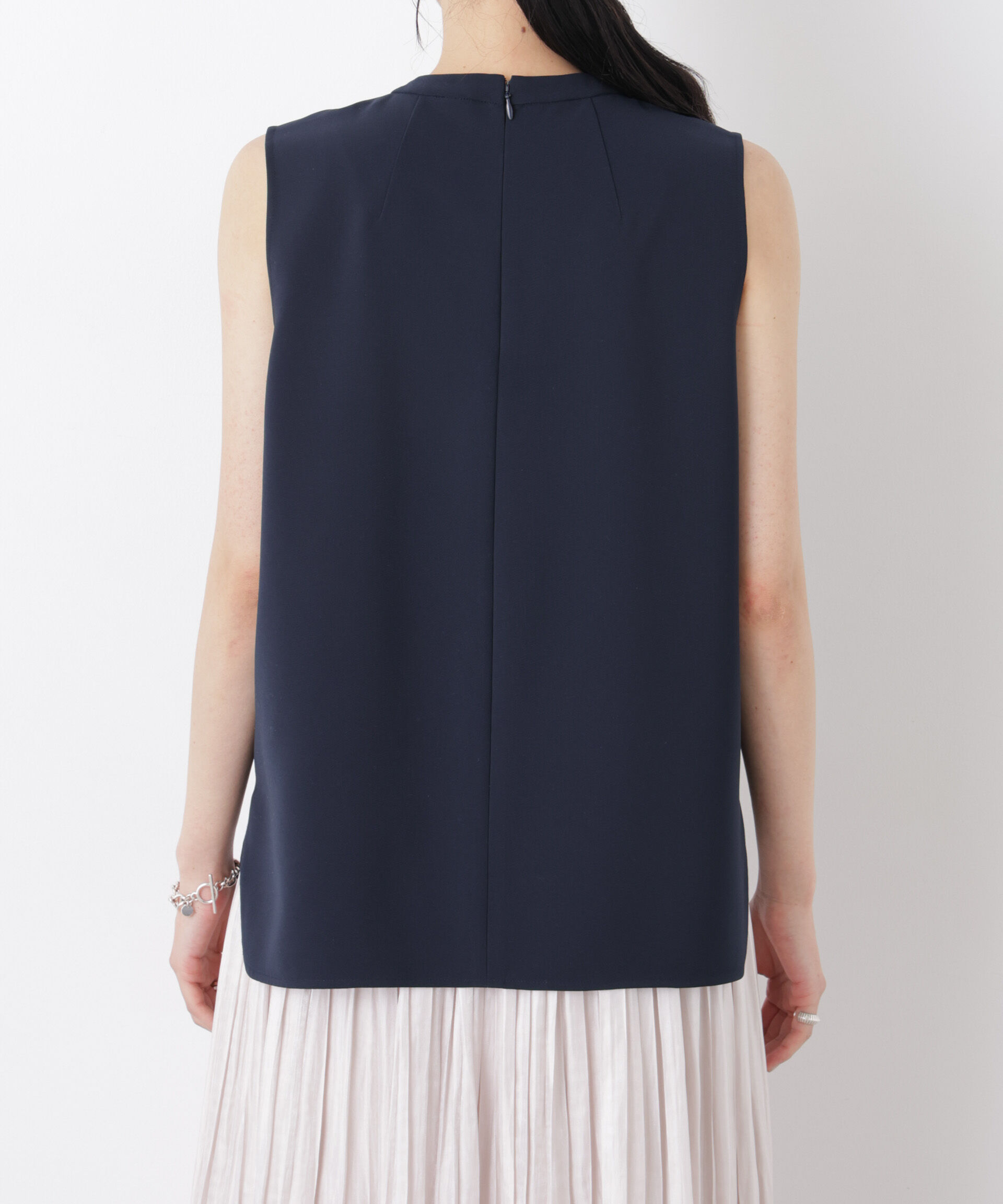 nano･universe「DressT/スタンドカラーノースリーブブラウス」|シャツ・ブラウス|