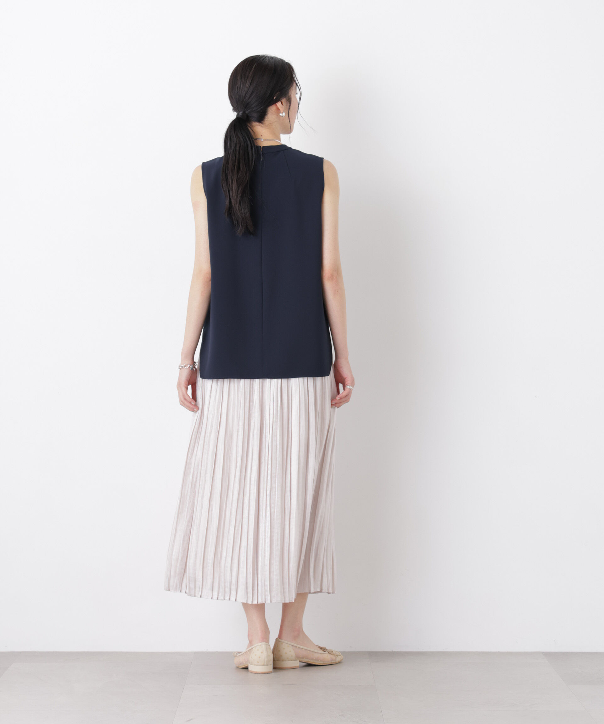 nano･universe「DressT/スタンドカラーノースリーブブラウス」|シャツ・ブラウス|