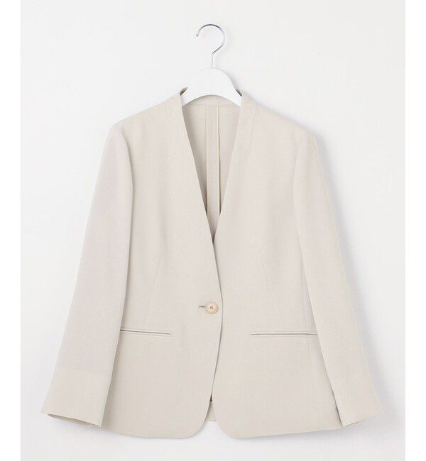 自由区「【セットアップ対応・UVカット・接触冷感・洗える】ライトストレッチノーカラー ジャケット」|ノーカラージャケット|