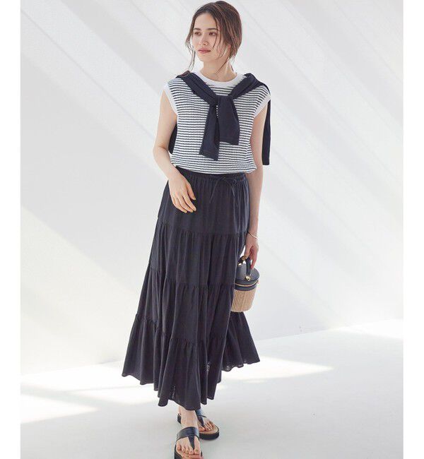23区「【SLOW/一部店舗限定】ブライトリネン  ティアード スカート」|スカート|