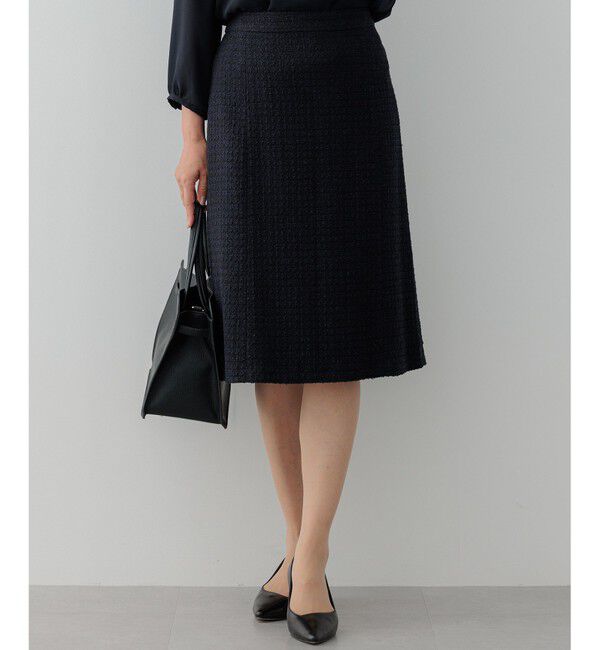 23区「【セットアップ対応】シャインツイードストレッチ スカート」|スカート|ネイビー系