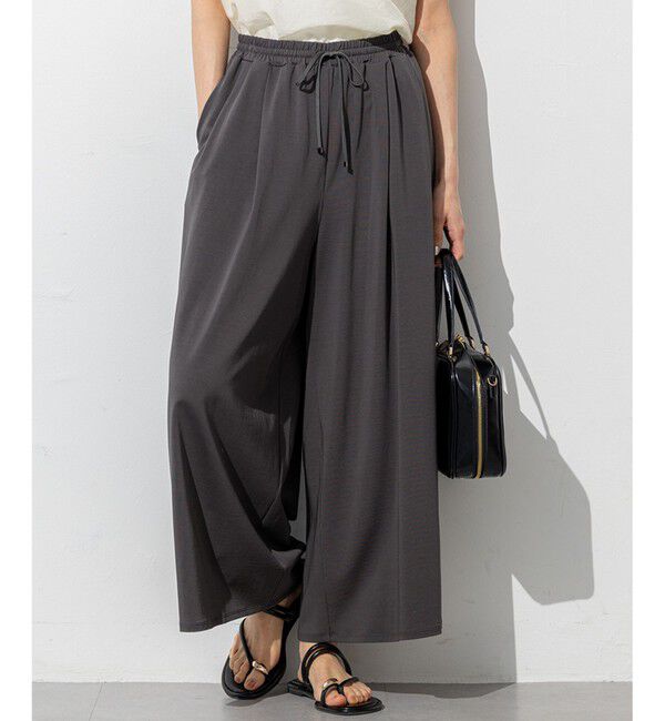 23区「【接触冷感/洗える】ツイストコットンプレーティング ワイド パンツ」|その他|グレー系