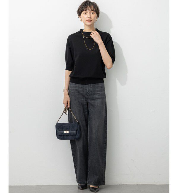 23区「【洗える/吊り干しOK】ヴィスコースストレッチ パフスリーブ ニット」|ニット・セーター|