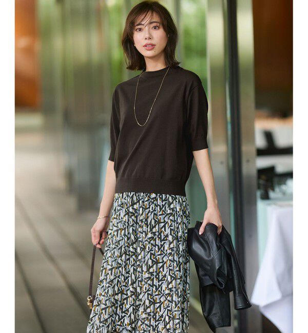 23区「【洗える/吊り干しOK】ヴィスコースストレッチ パフスリーブ ニット」|ニット・セーター|