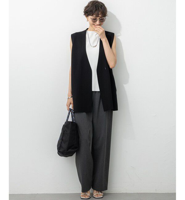 23区「【洗える/吊り干しOK】ヴィスコースストレッチ ノースリーブ ニット」|ニット・セーター|