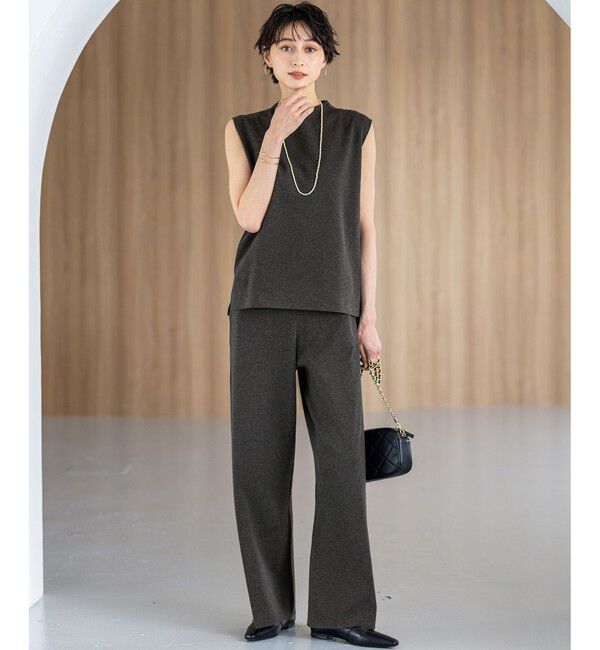 23区「【洗える/吊り干しOK】ヴィスコースストレッチ ノースリーブ ニット」|ニット・セーター|