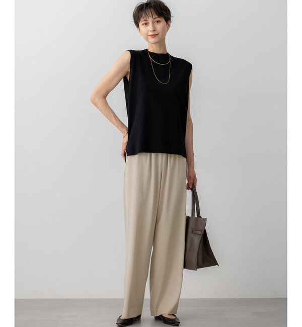 23区「【洗える/吊り干しOK】ヴィスコースストレッチ ノースリーブ ニット」|ニット・セーター|