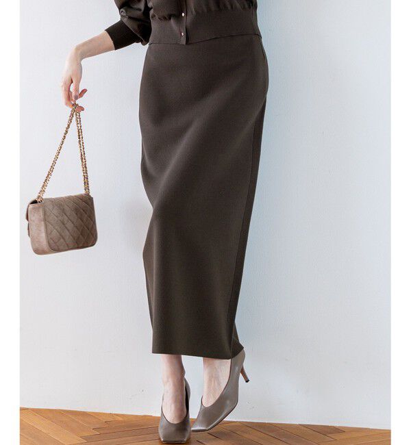 23区「【洗える/吊り干しOK】ヴィスコースストレッチ タイトスカート」|スカート|ブラウン系