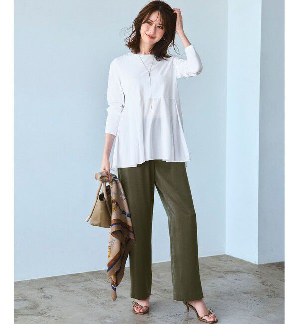 23区「【見上愛さん着用/Oggi10月号掲載/洗える】スエーディーサテン ワイド パンツ」|その他|