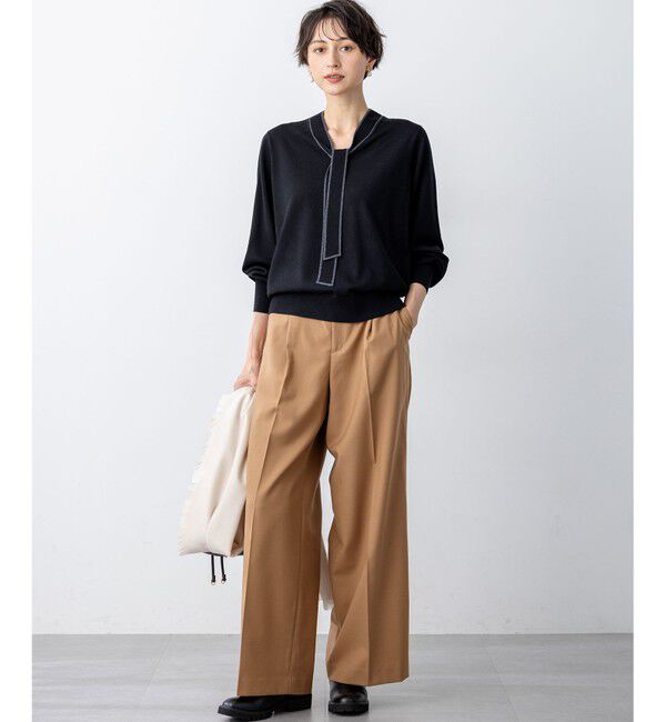 23区「【滝沢眞規子さん着用/CanCam11月号掲載】ナチュラルストレッチサキソニー タック ワイド パンツ」|その他|